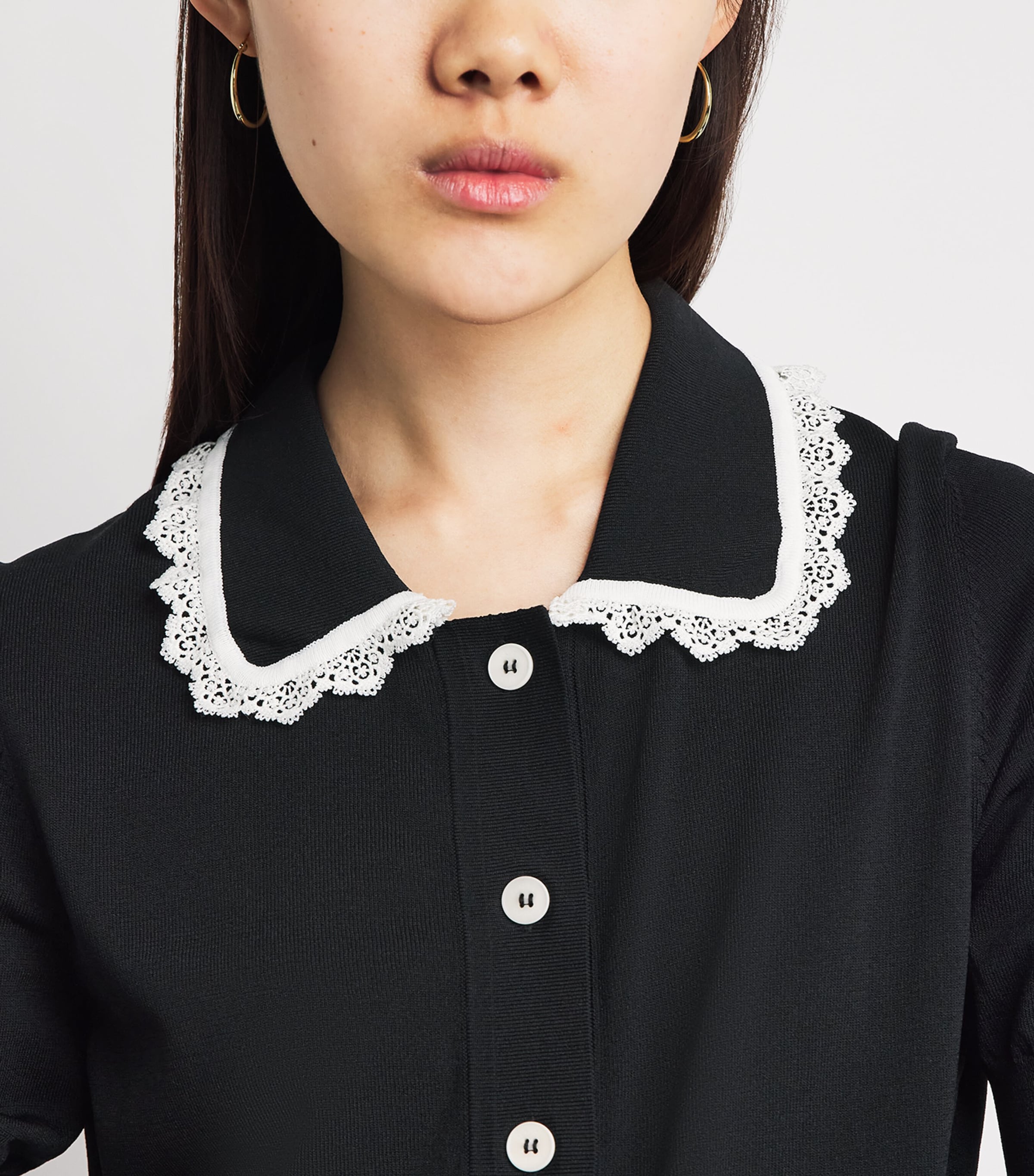 Claudie Pierlot Womens Lace-Collar Cardigan Dual Color Image 3
