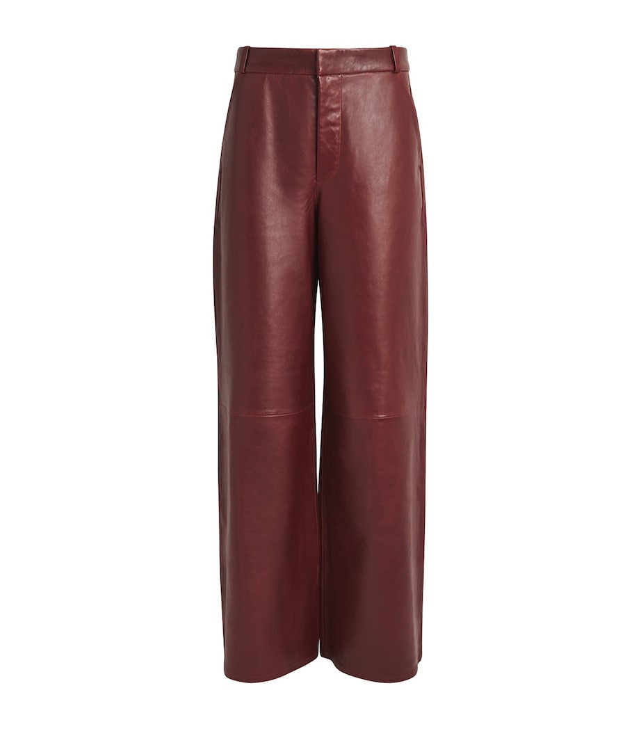 The Wide Leather Trousers SYRAH RED Image 1