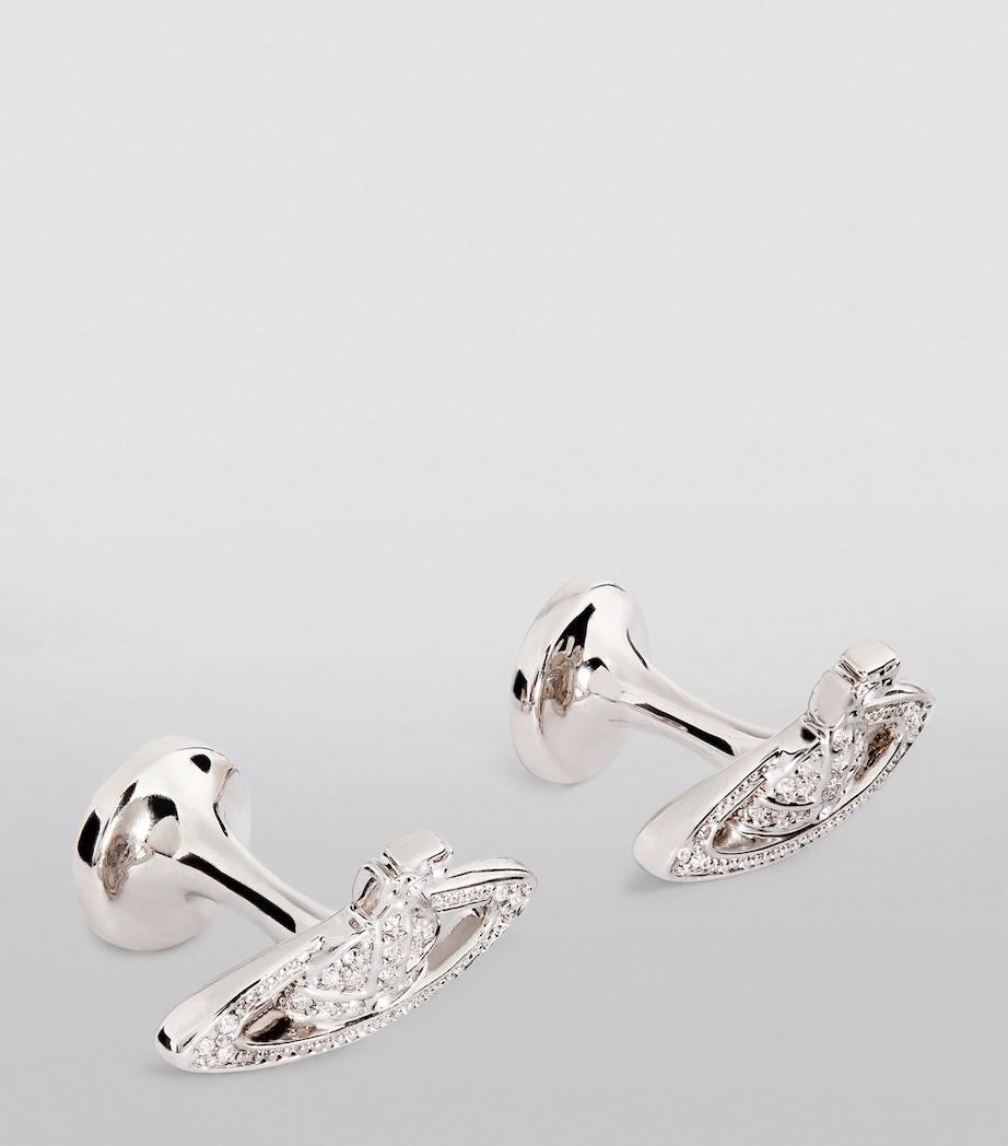 Mini Bas Relief Orb Cufflinks P116 PLTNM/CRYSTAL Image 2