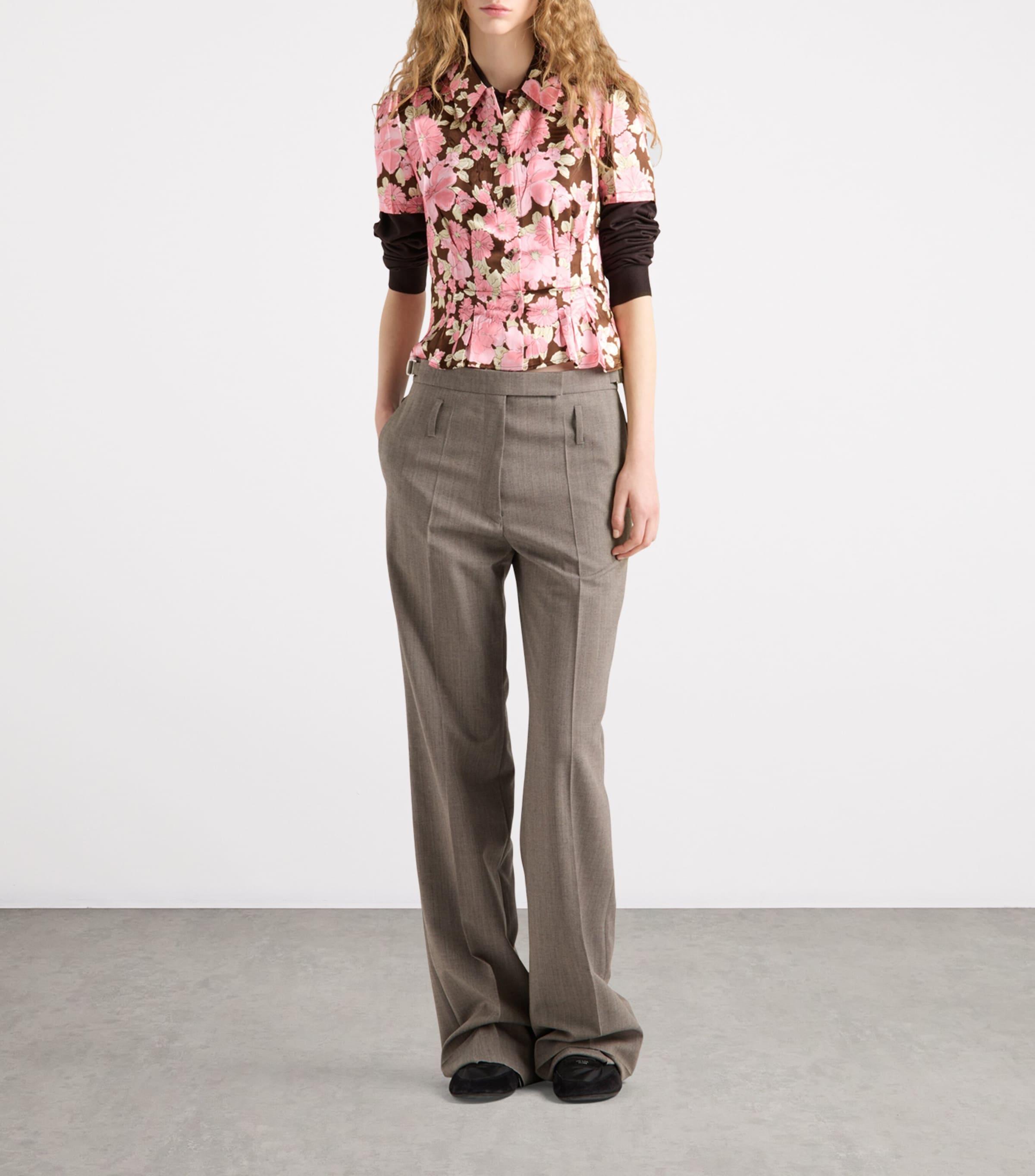 Satin Floral Print Shirt F0192 Image 2