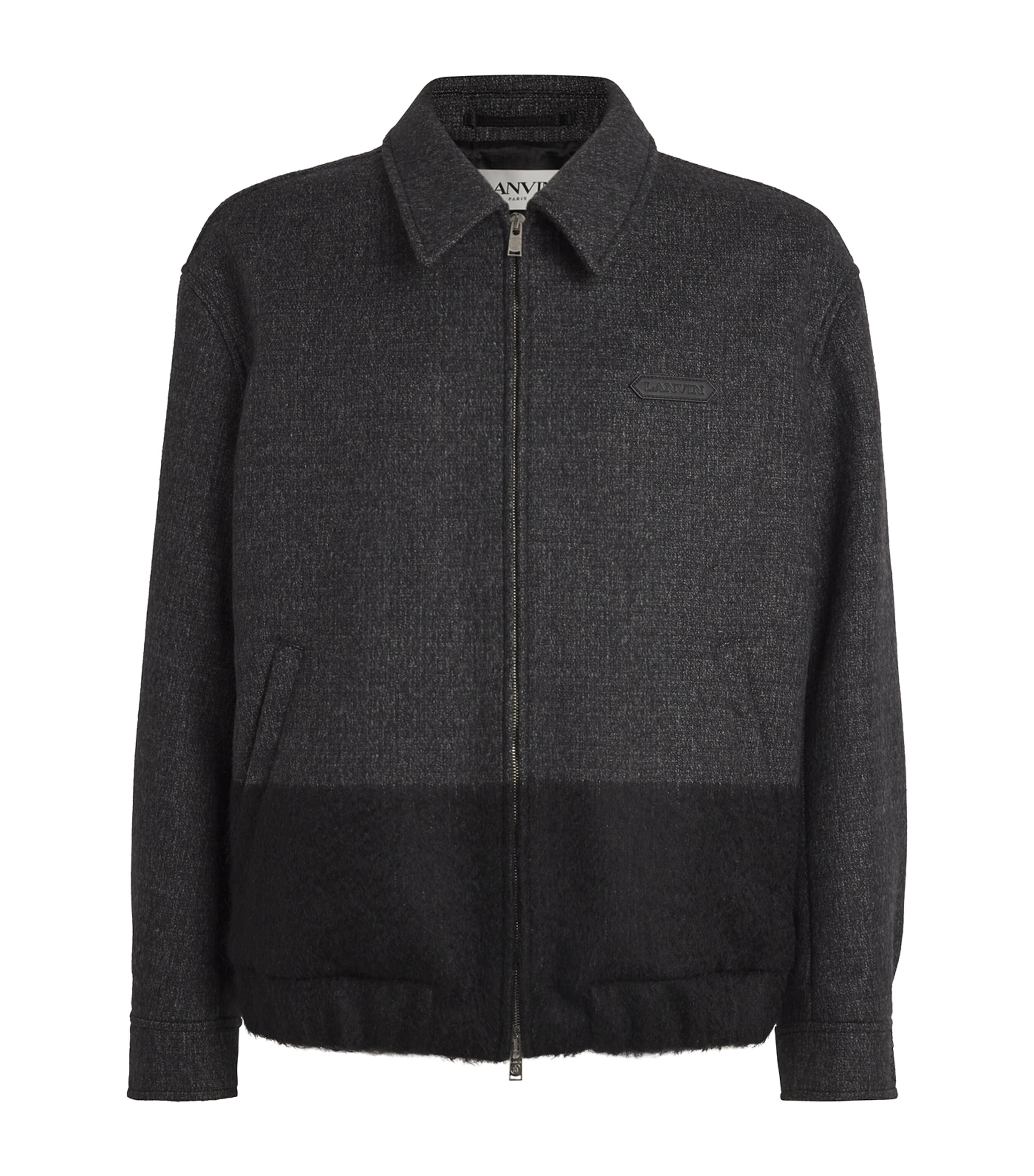 Shop Lanvin Wool-blend Bomber Jacket In Black