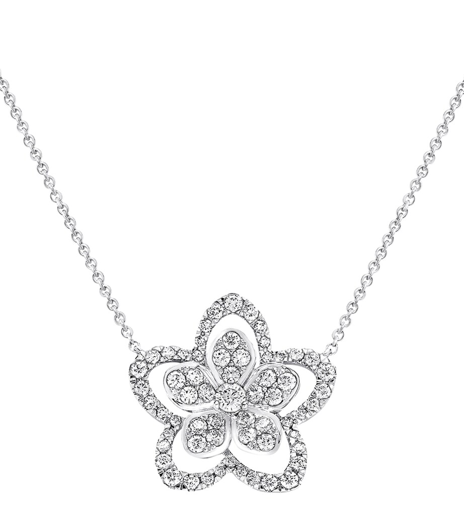 White Gold and Diamond Wild Flower Necklace WHITE GOLD Image 1