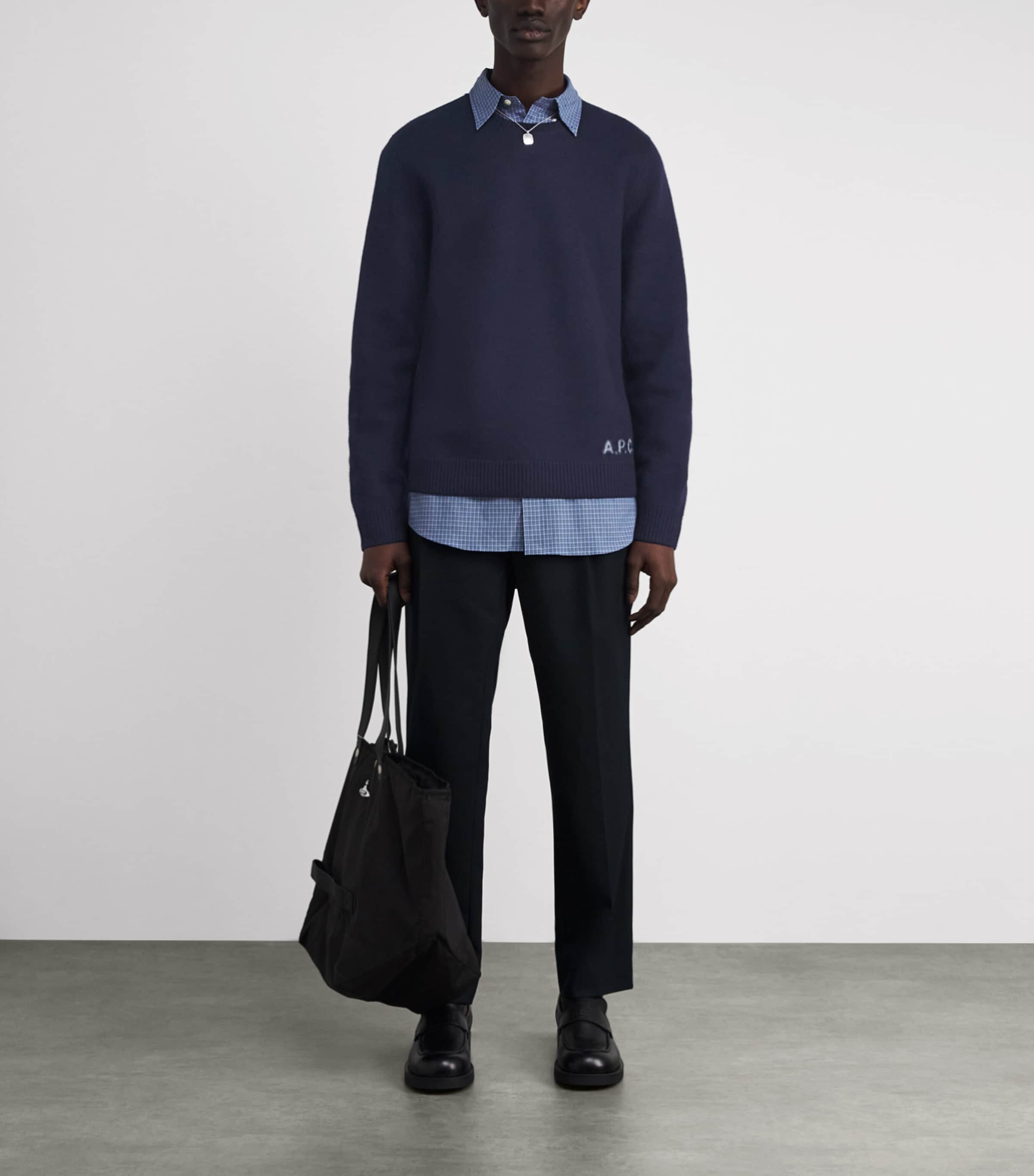 Merino Wool Edward Logo Sweater IAK - DARK NAVY Image 2