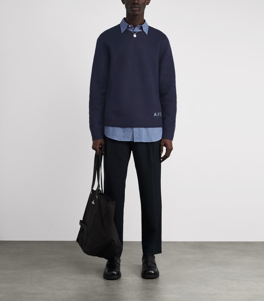 Merino Wool Edward Logo Sweater IAK - DARK NAVY Image 2