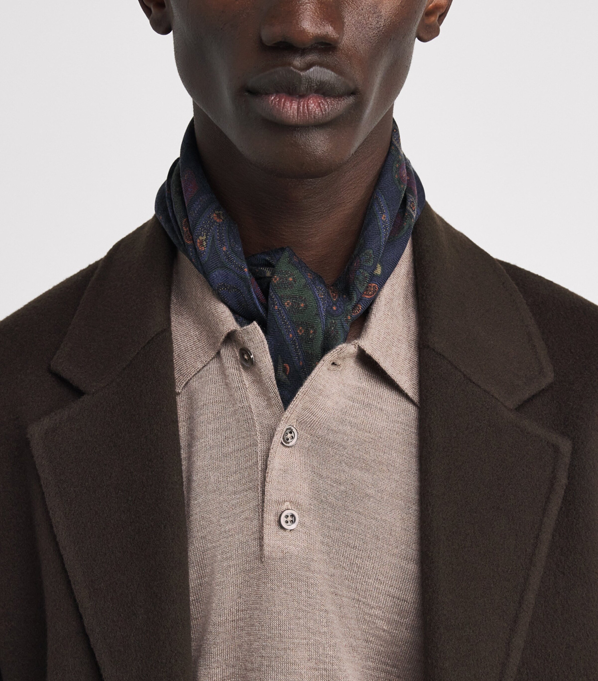 Superfine Cashmere Fin Polo Shirt HB0273 PEBBLE Image 6