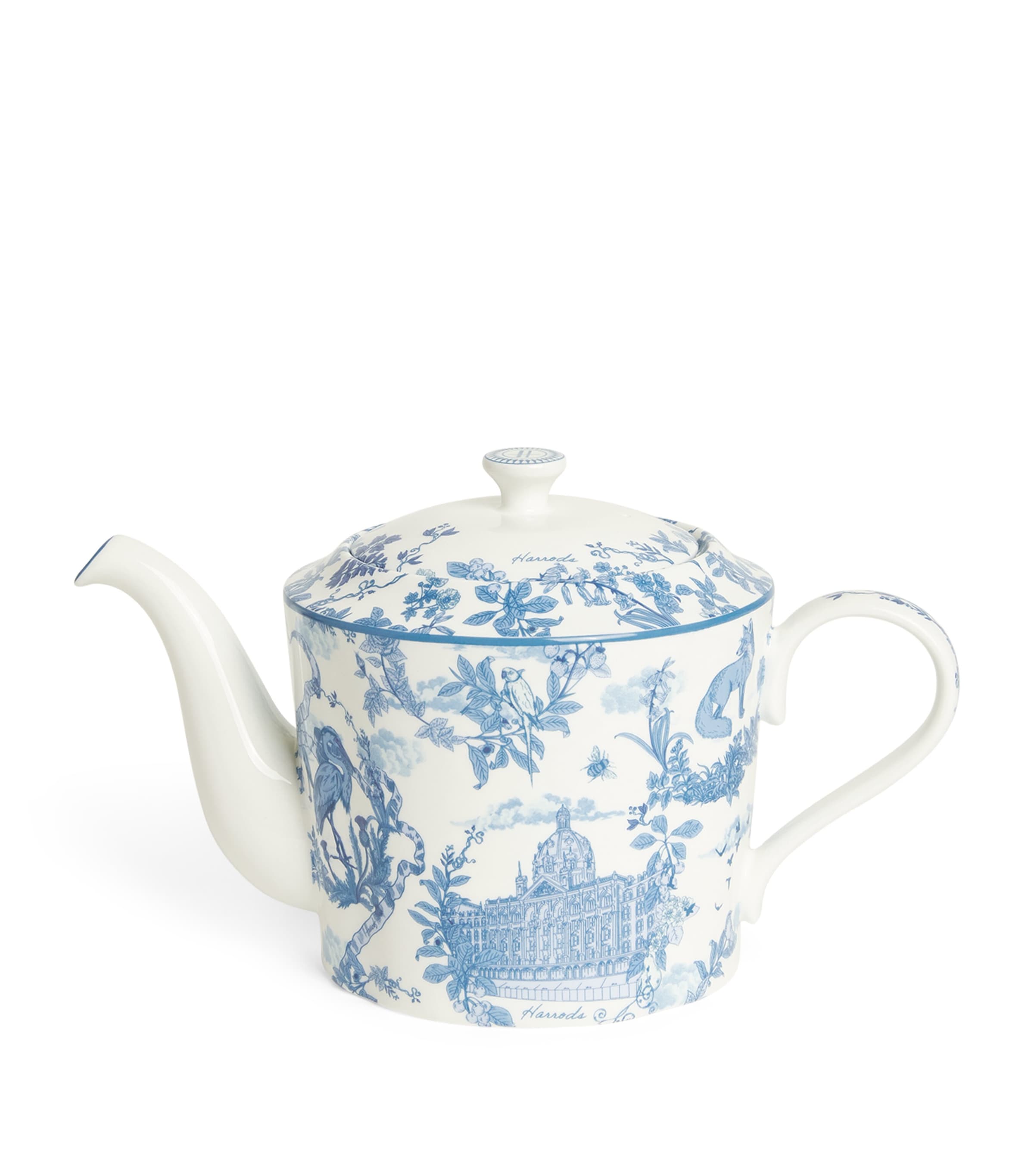 Harrods Bone China Toile Teapot In Blue