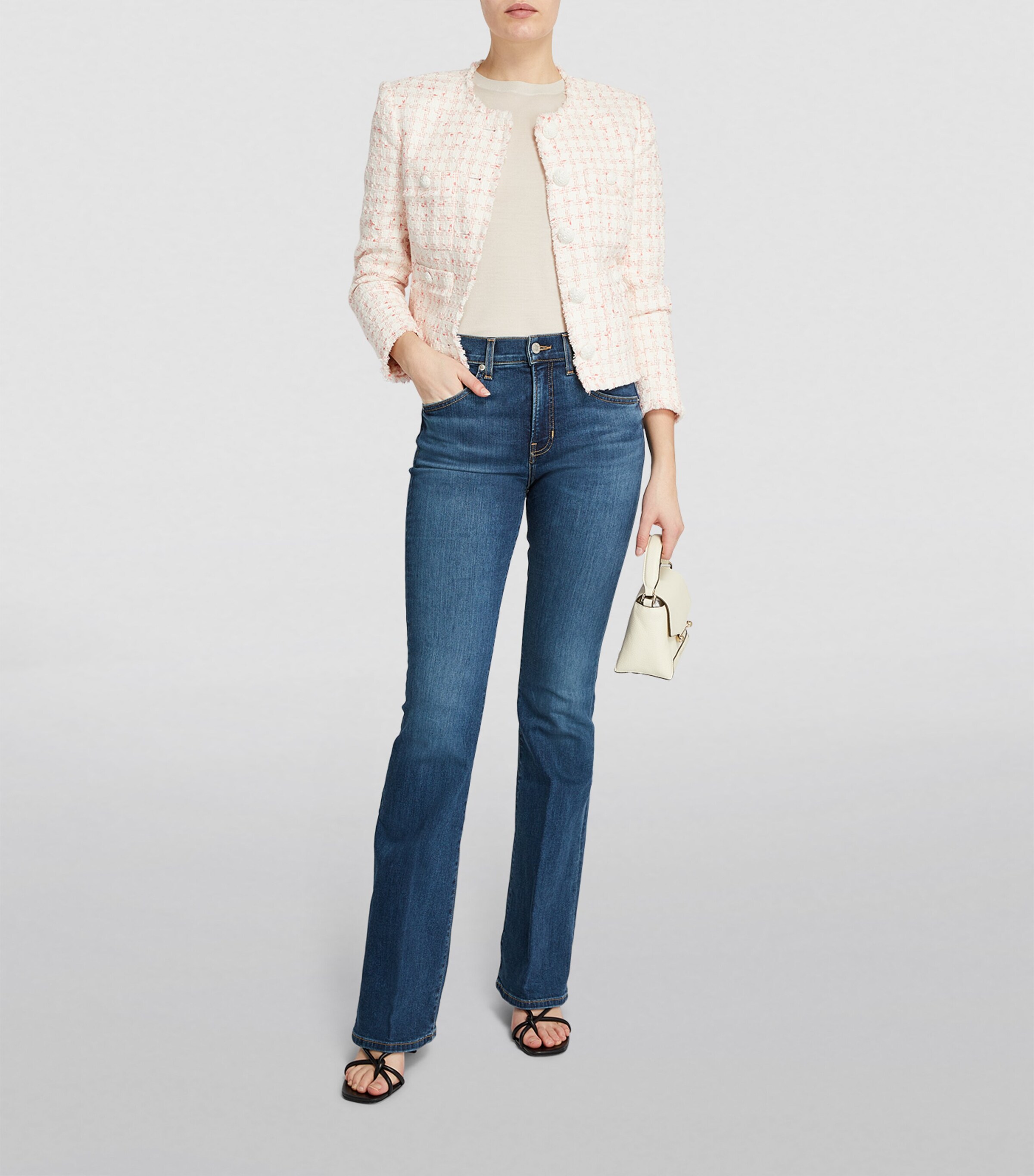 Veronica Beard Womens Beverly High-Rise Flared Jeans Bright Blue Image 6