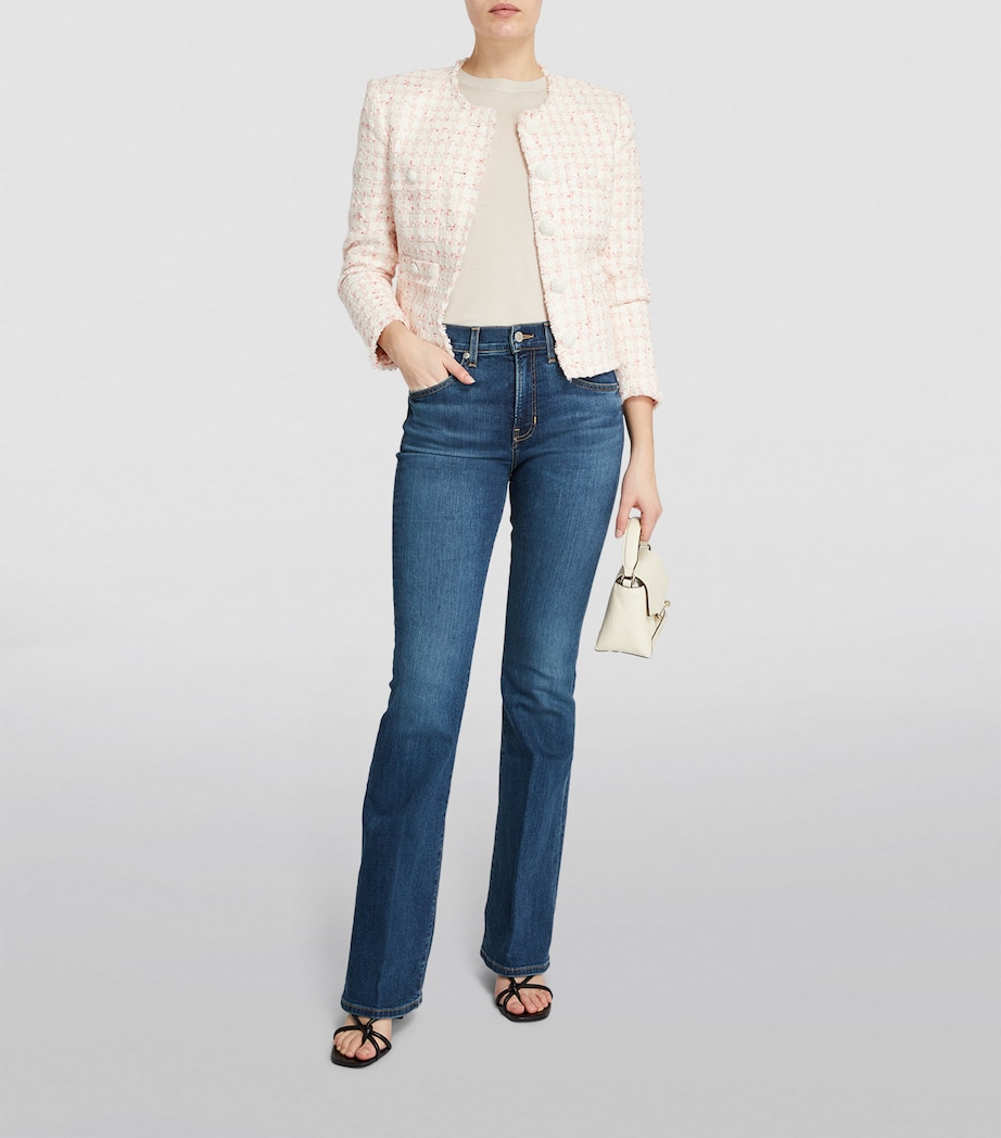 Veronica Beard Womens Beverly High-Rise Flared Jeans Bright Blue Image 6