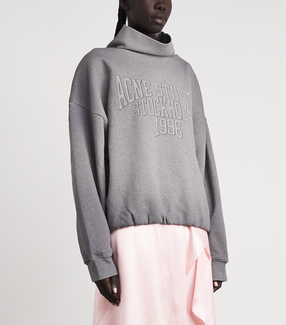 Acne Studios Womens Cotton Logo Sweatshirt Grey Melange Image 4