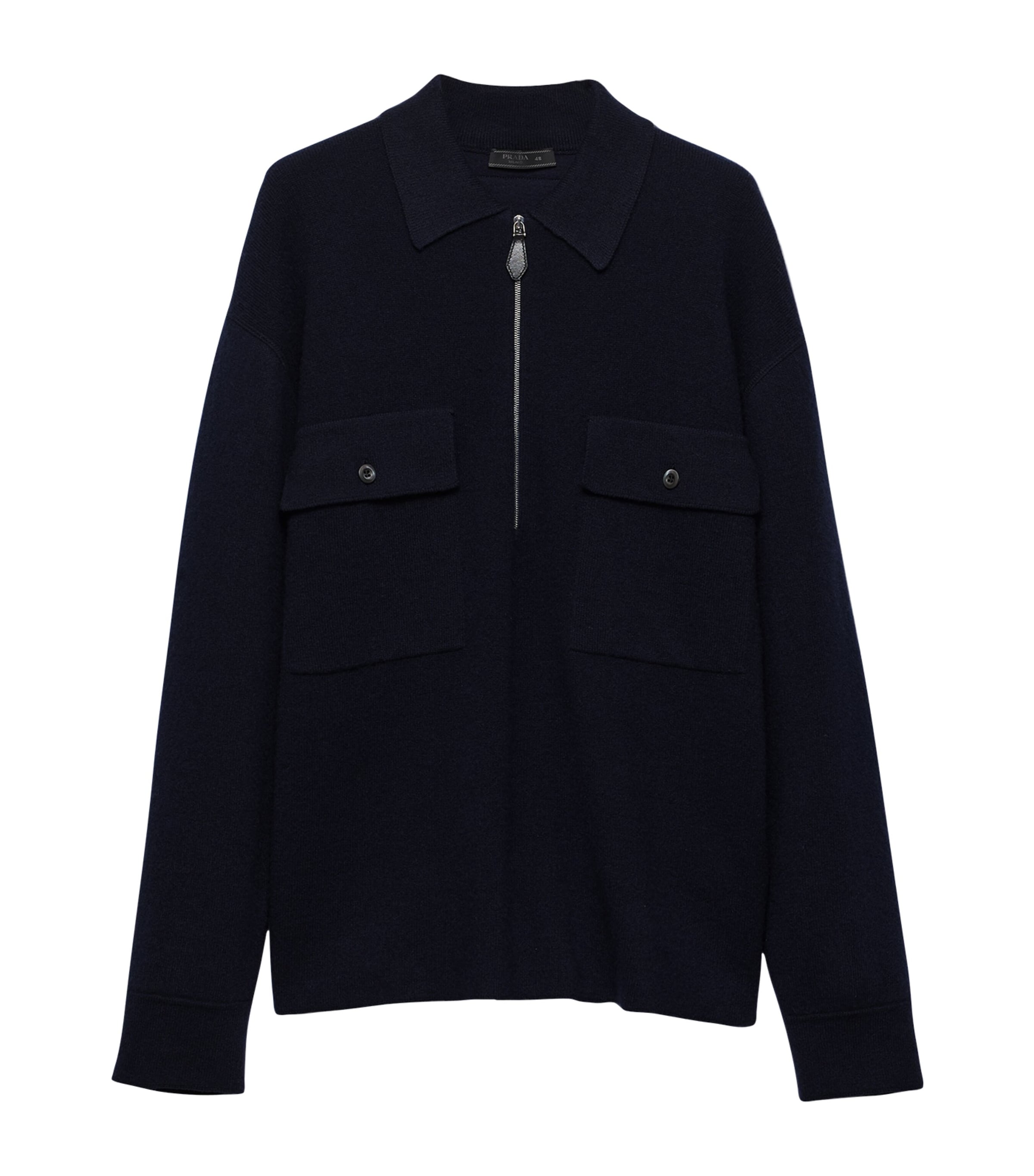 Prada Mens Cashmere Quarter-Zip Sweater Blue Image 1