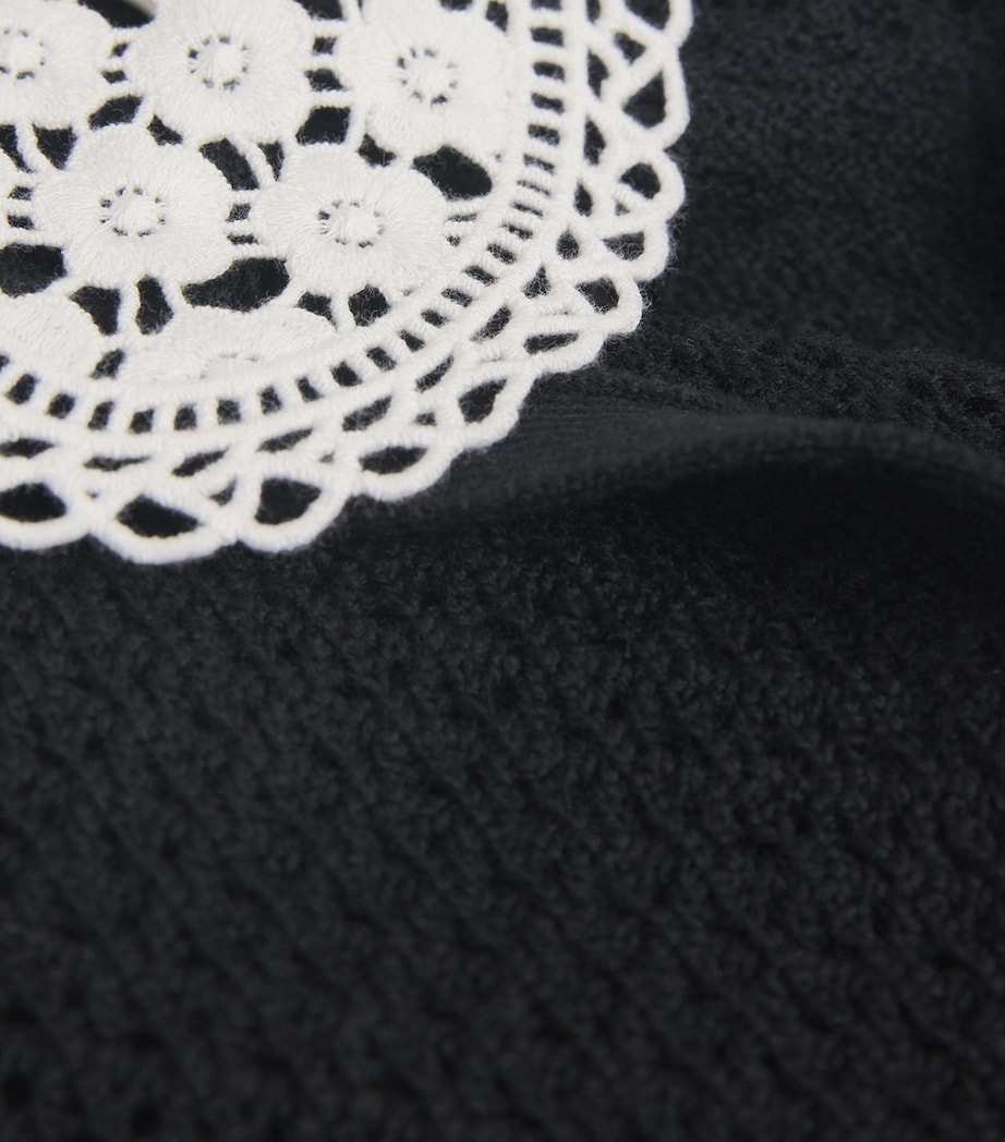 Wool Collared Carson Cardigan B072 BLACK/SOFT WHTE Image 5