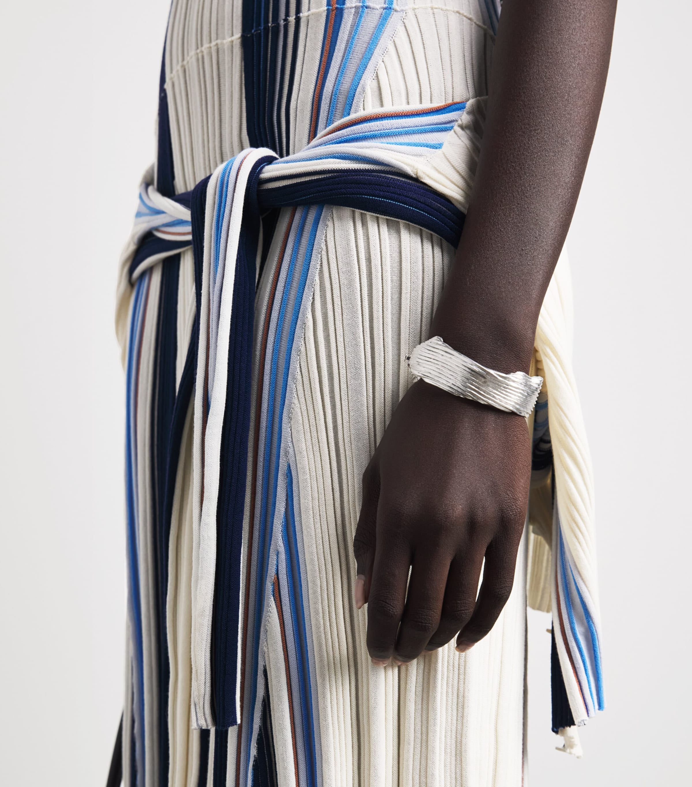 Theory Womens Ribbed Stripe Maxi Dress Chk Ivory Multi Image 5