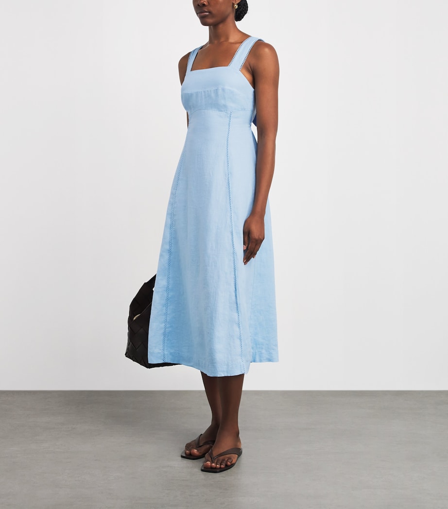 Heidi Klein Womens Linen Tie-Back Ponza Midi Dress Blu Blu Image 2