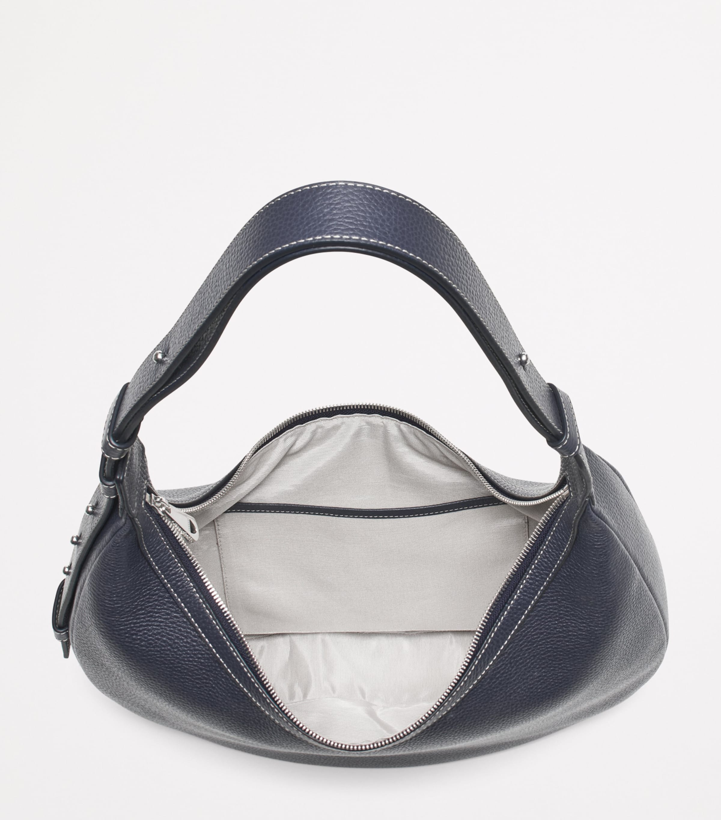 Leather Hudson Crescent Cross-Body Bag NAVY Image 5