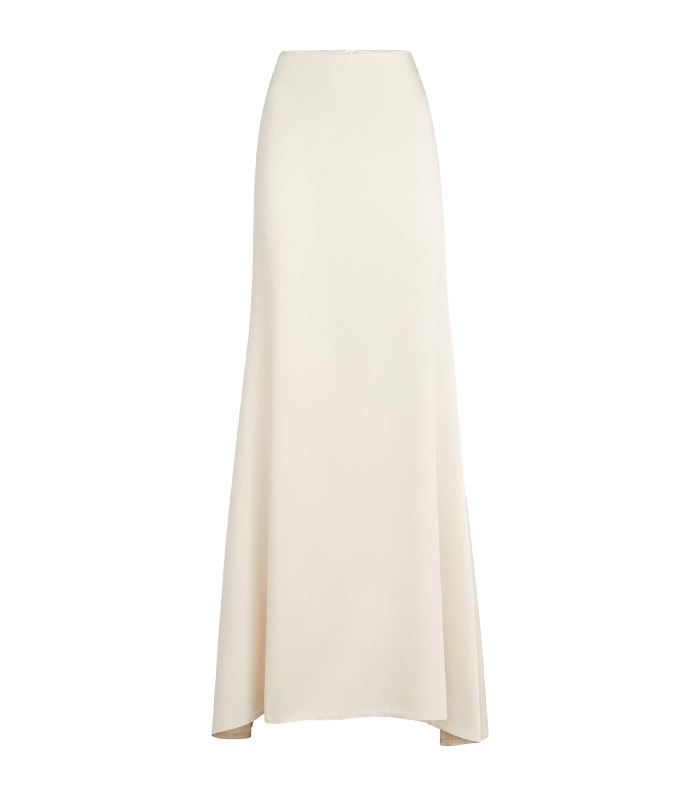 Brunello Cucinelli Satin Maxi Skirt In White