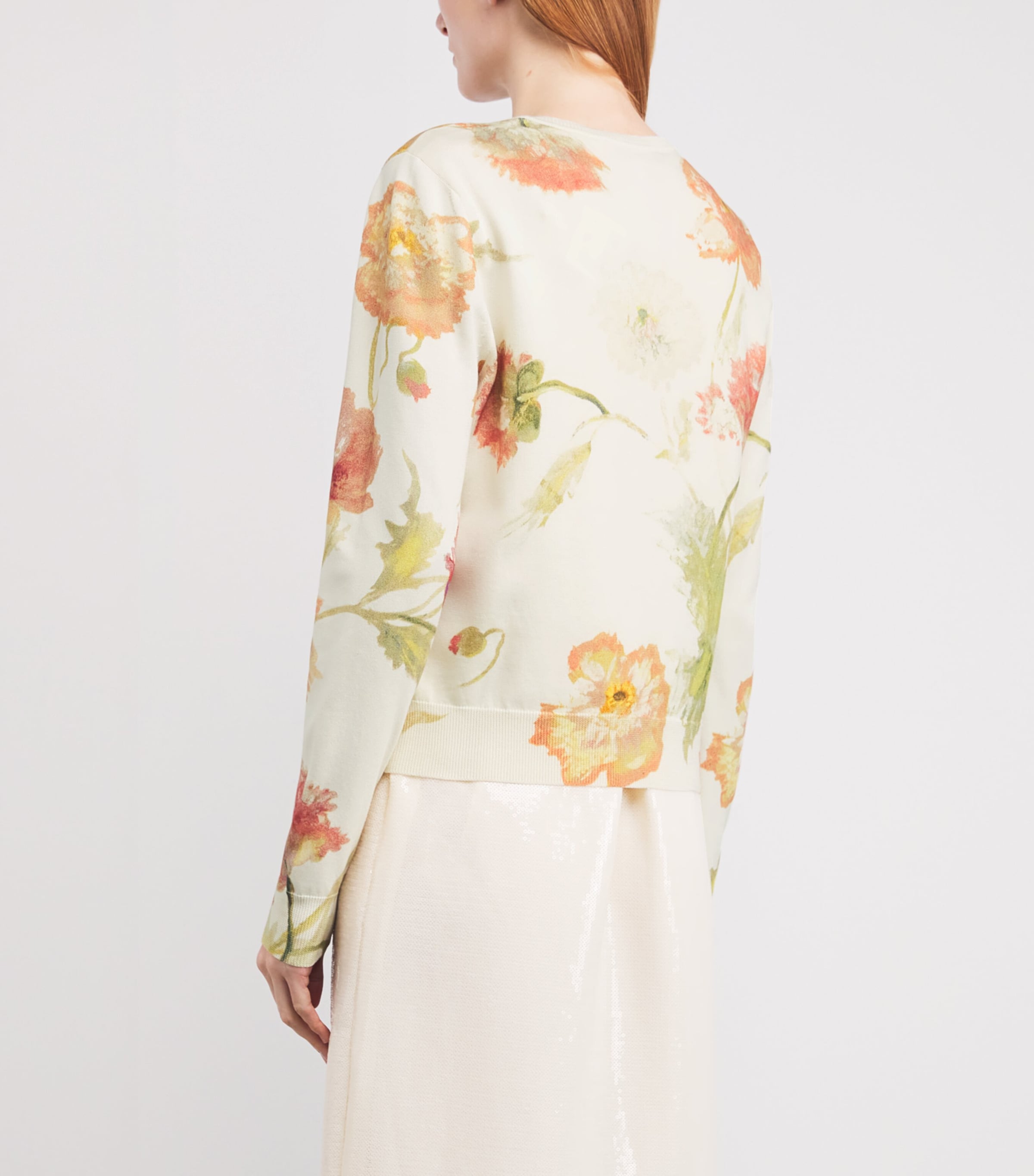 Cotton-Silk Floral Cardigan 264 ALMOND MULTI Image 4