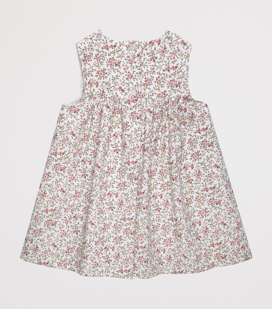 Trotters Cotton Floral Duck Pinafore Dress (0-24 Months) Pink Image 2