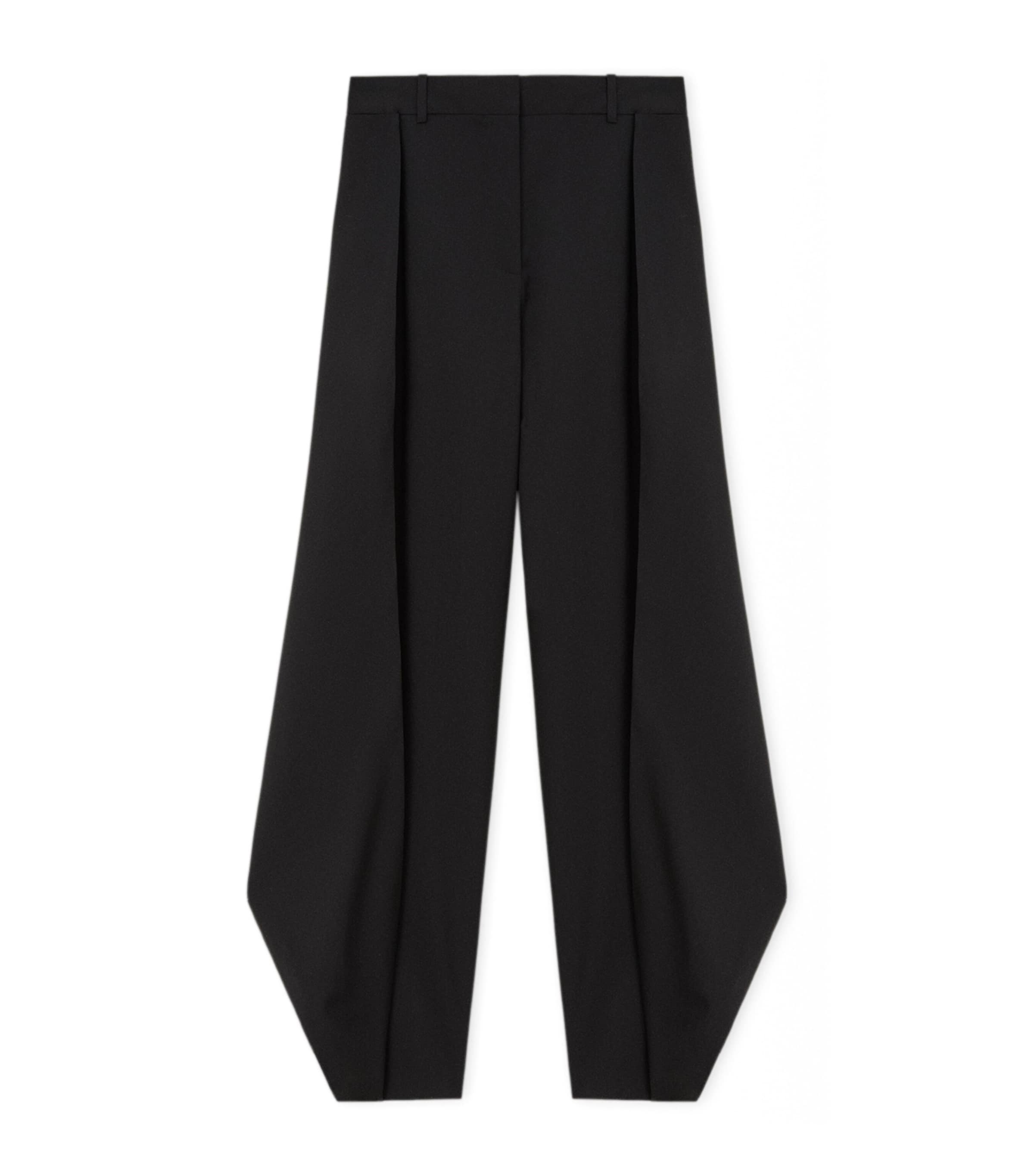 LOEWE Womens Wool-Blend Pleated Trousers Black Image 1
