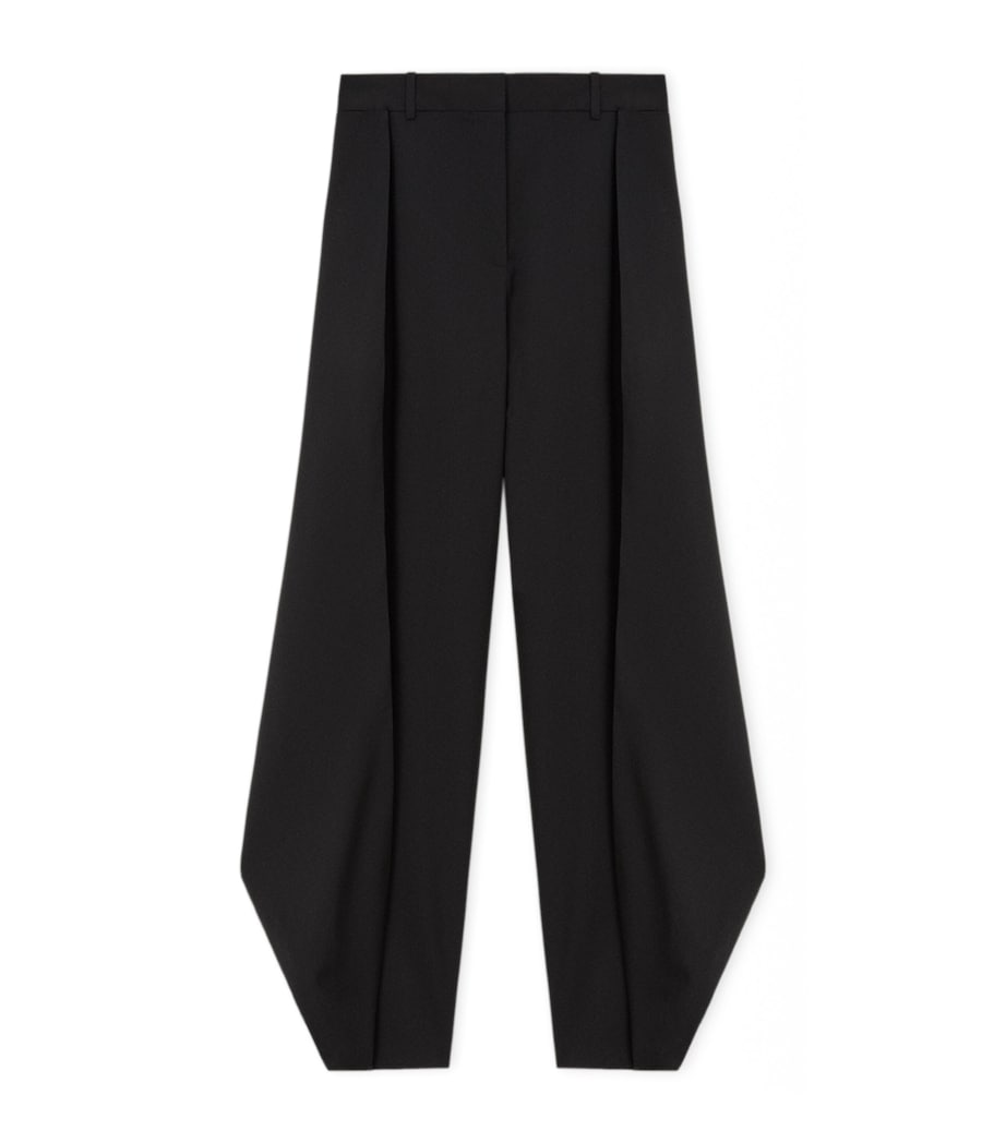 LOEWE Womens Wool-Blend Pleated Trousers Black Image 1