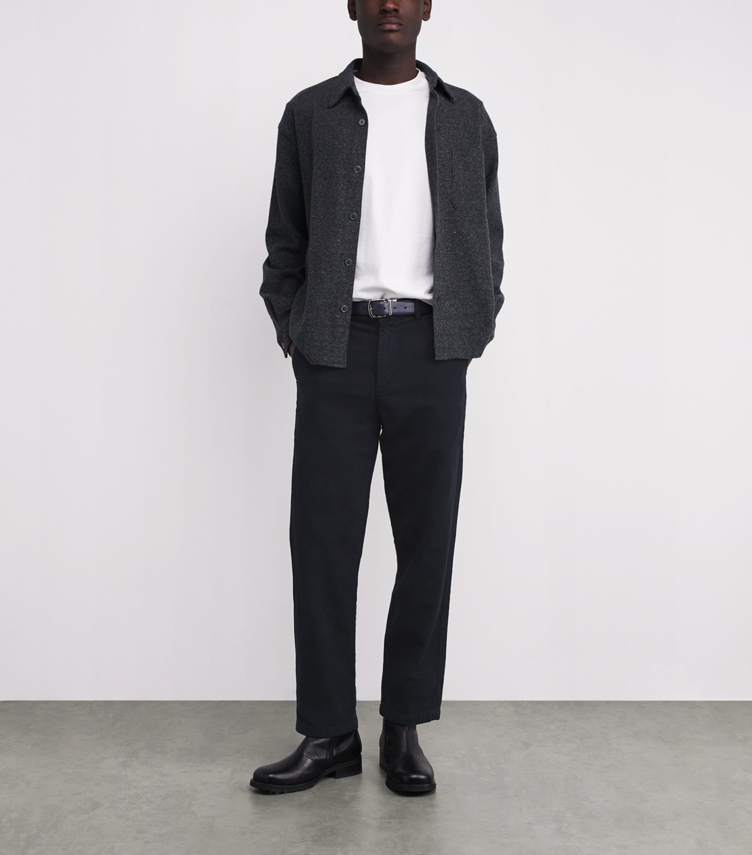 Cotton Flat Front Chinos NVY Image 2