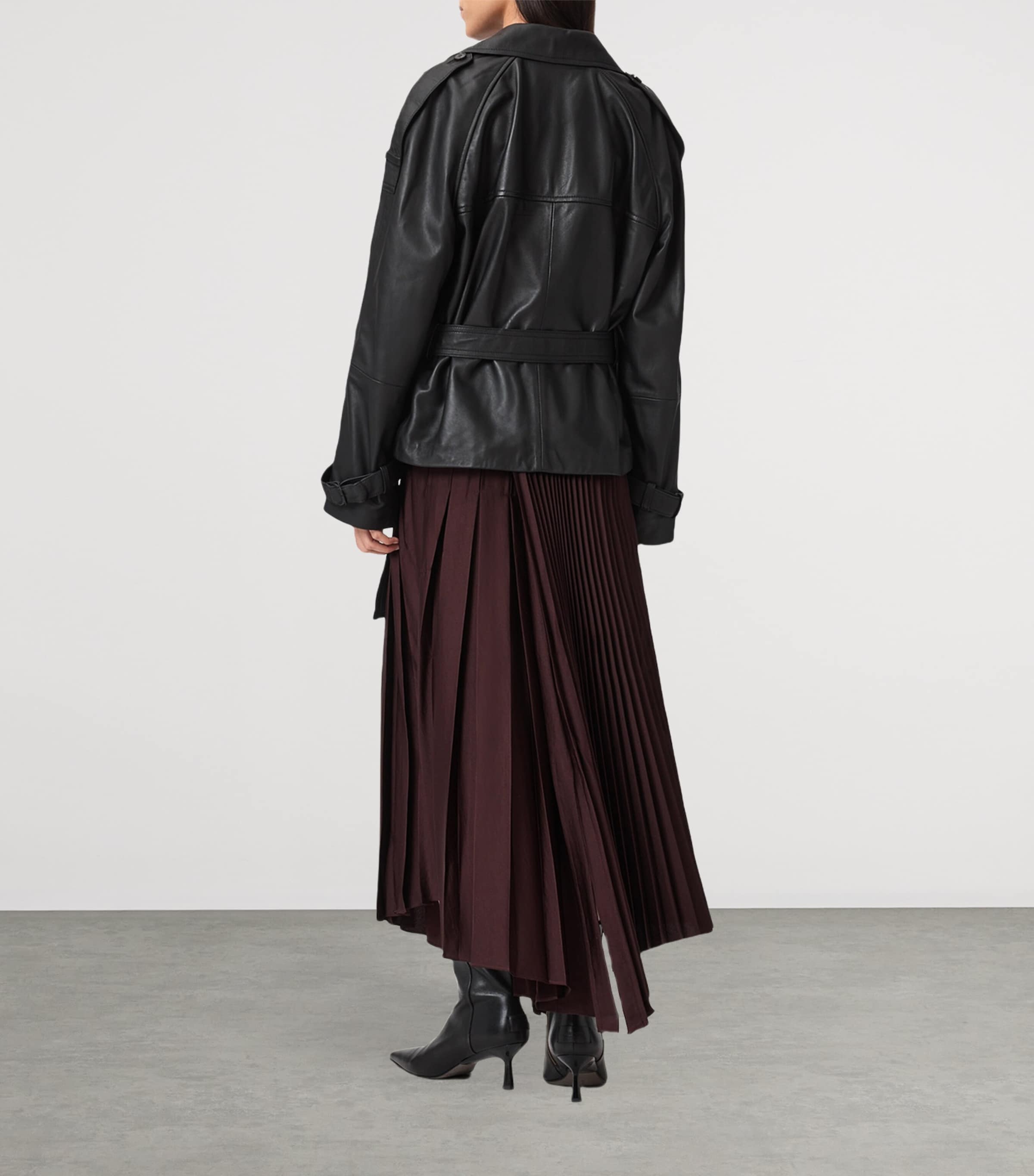 AllSaints Womens Pleated Jax Skirt Oxblood Red Image 4