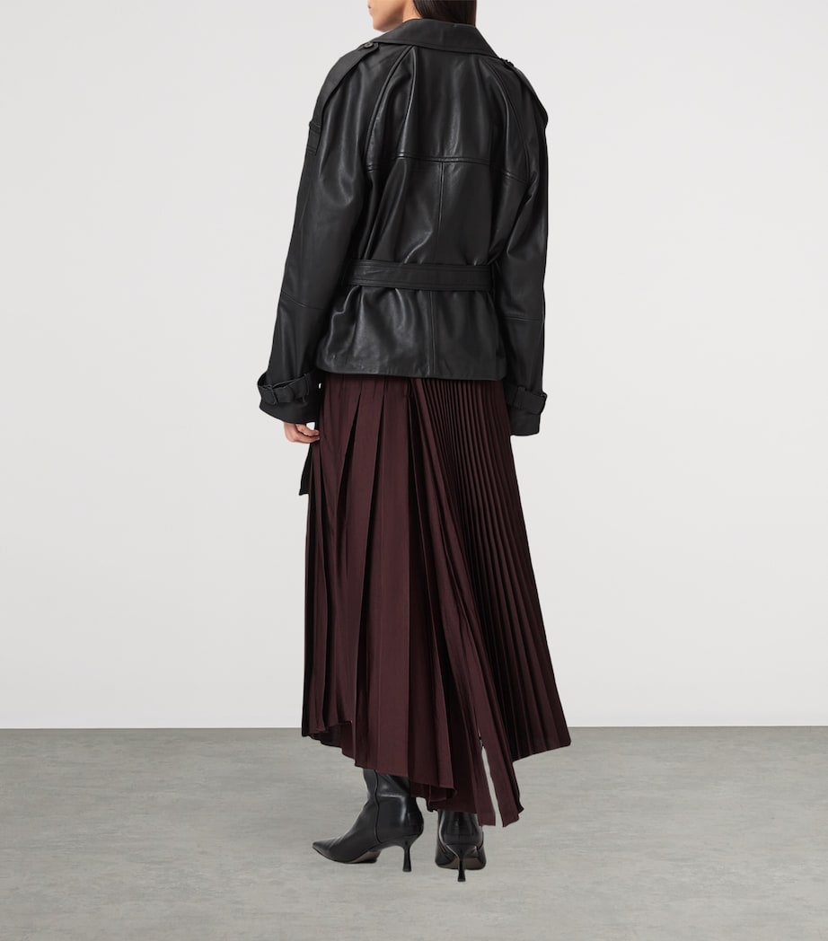 AllSaints Womens Pleated Jax Skirt Oxblood Red Image 4