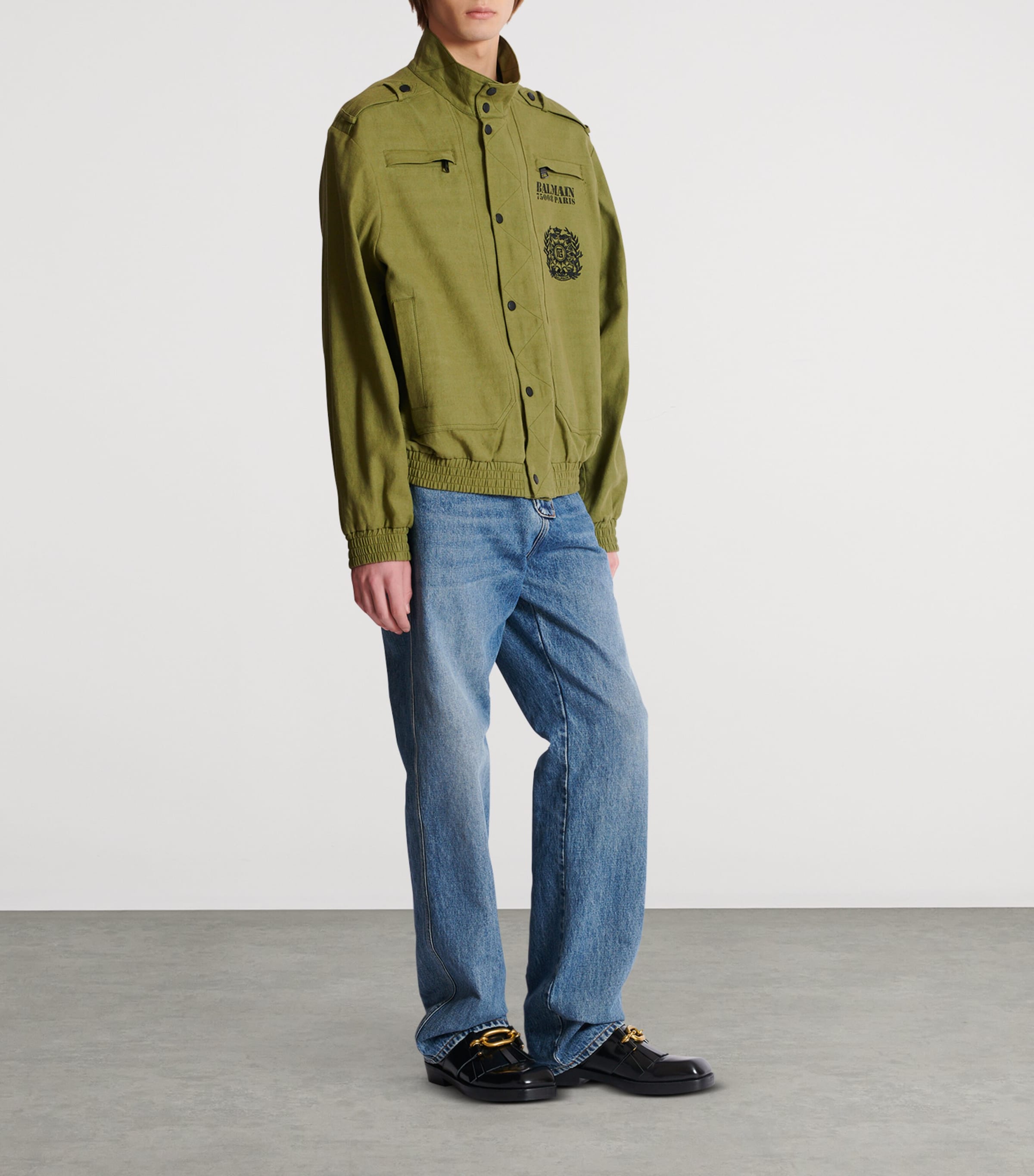 Cotton-Linen Aviator Jacket 7CW KAKI Image 4