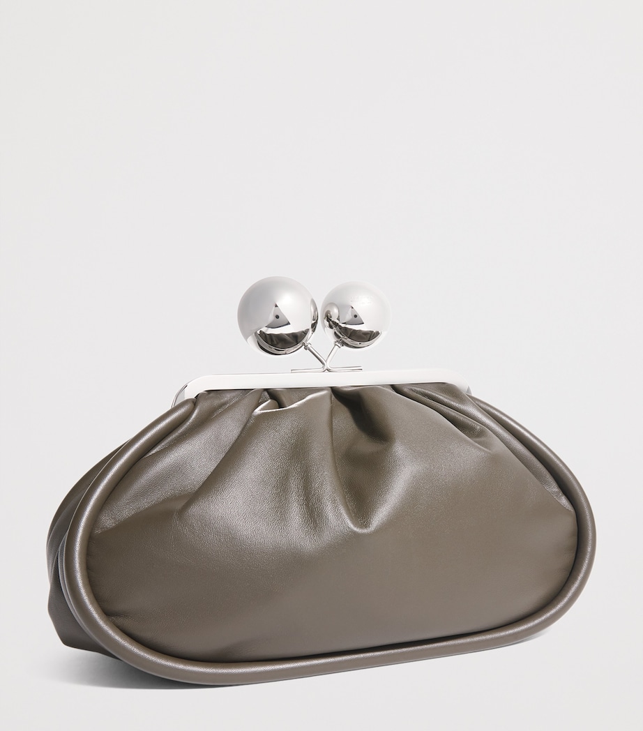 Medium Leather Pasticcino Clutch Bag KAKI Image 3