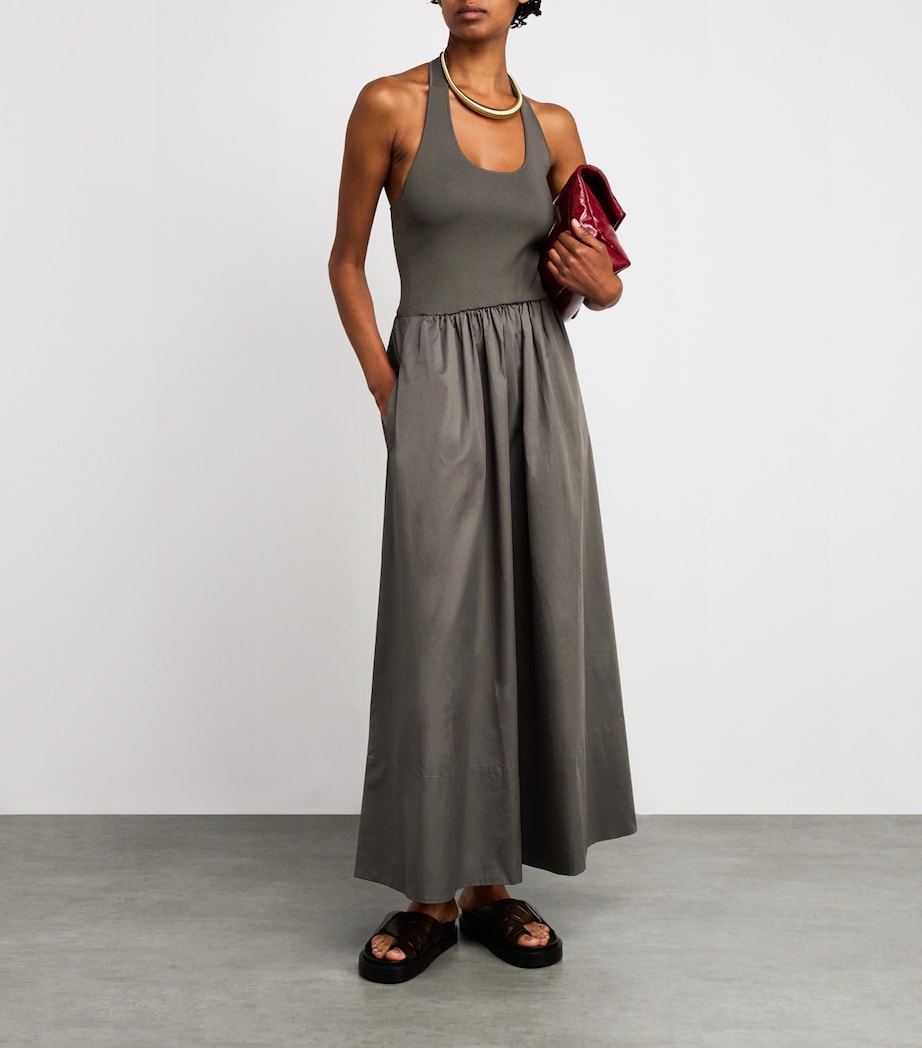 Halterneck Maxi Dress KHAKI Image 2