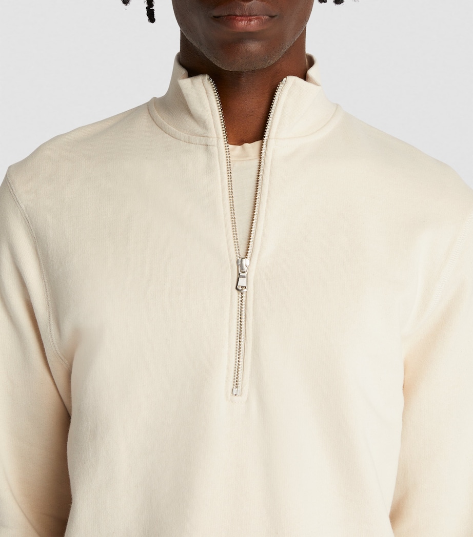 Sunspel Mens Cotton-Blend Half-Zip Sweatshirt Nuab/undyed Image 7