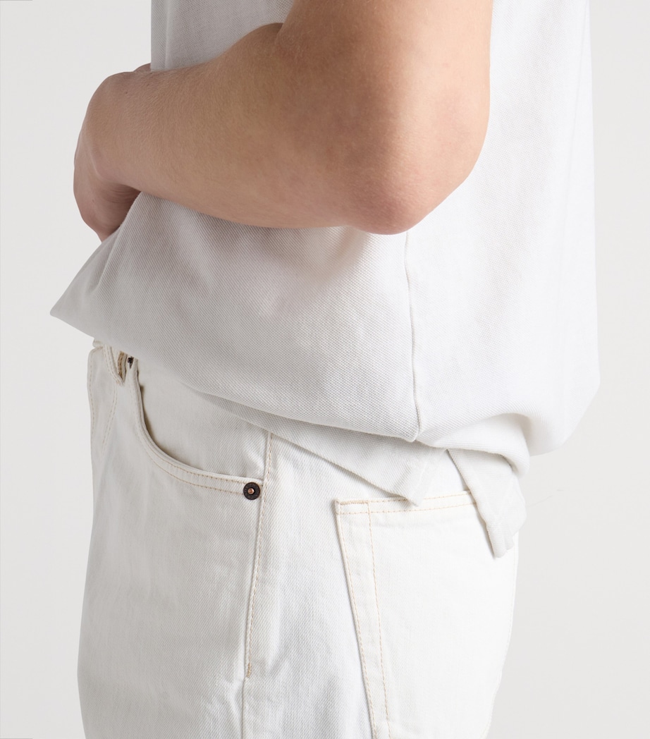 Prada Mens Garment-Dyed Cotton Slim Polo Shirt Neutral Image 6