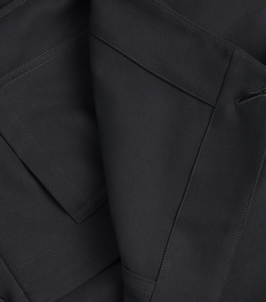 Cotton-Blend Fold-Over Wide-Leg Trousers BLACK Image 5