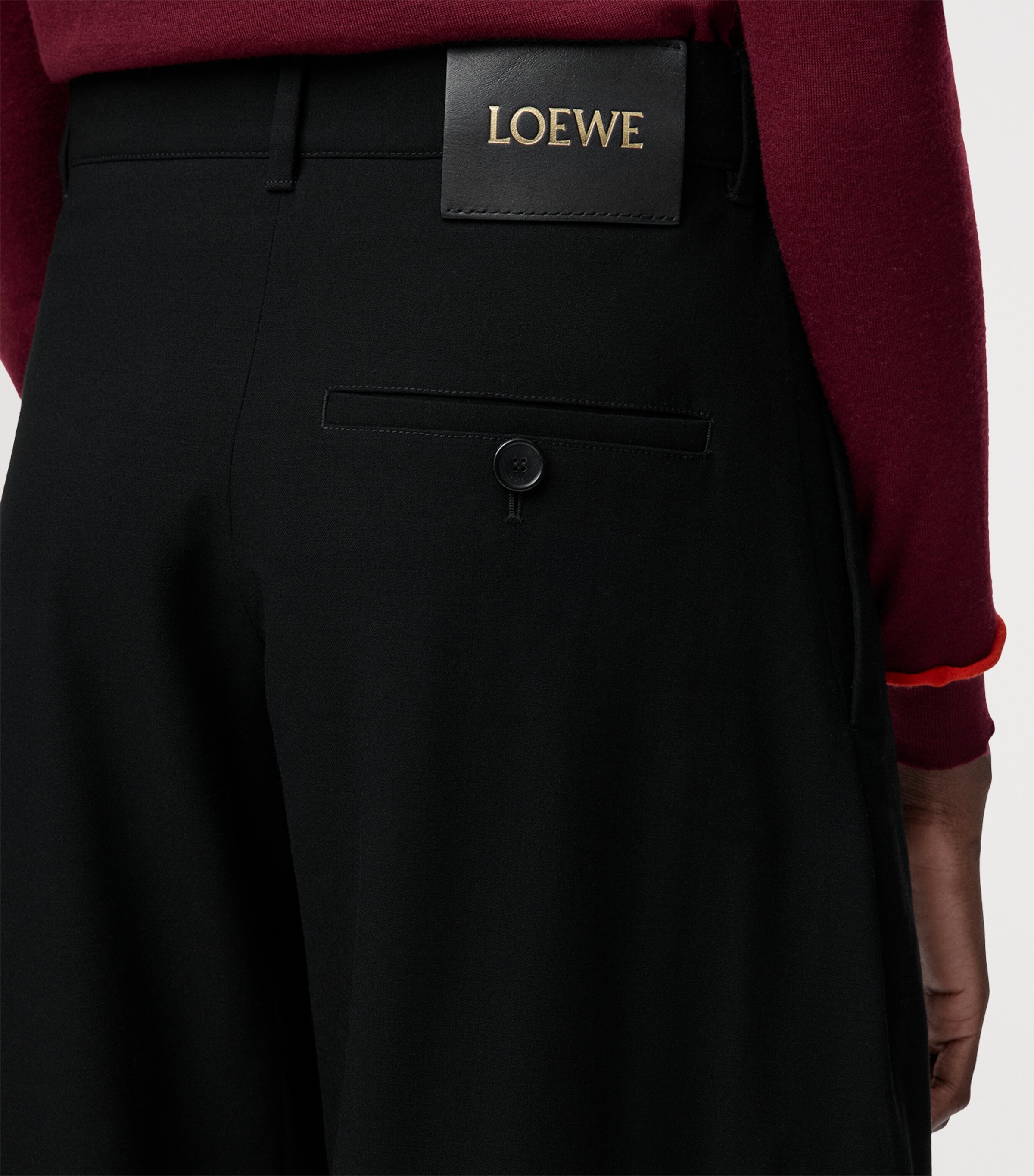 Wool Belted Trousers BLACK Image 5