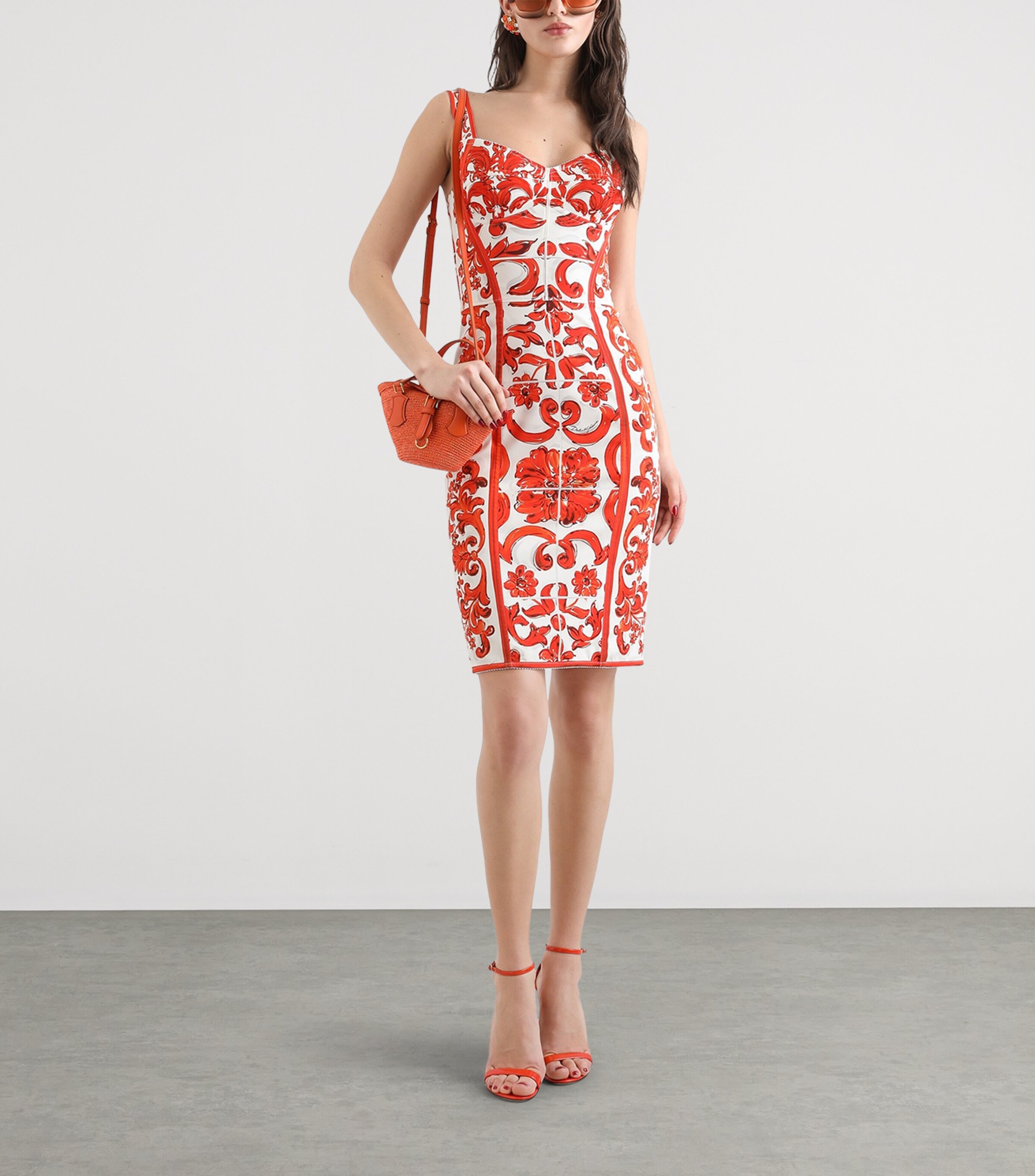 Dolce&Gabbana Womens Silk-Blend Majolica Print Mini Dress Combined Colou Image 2