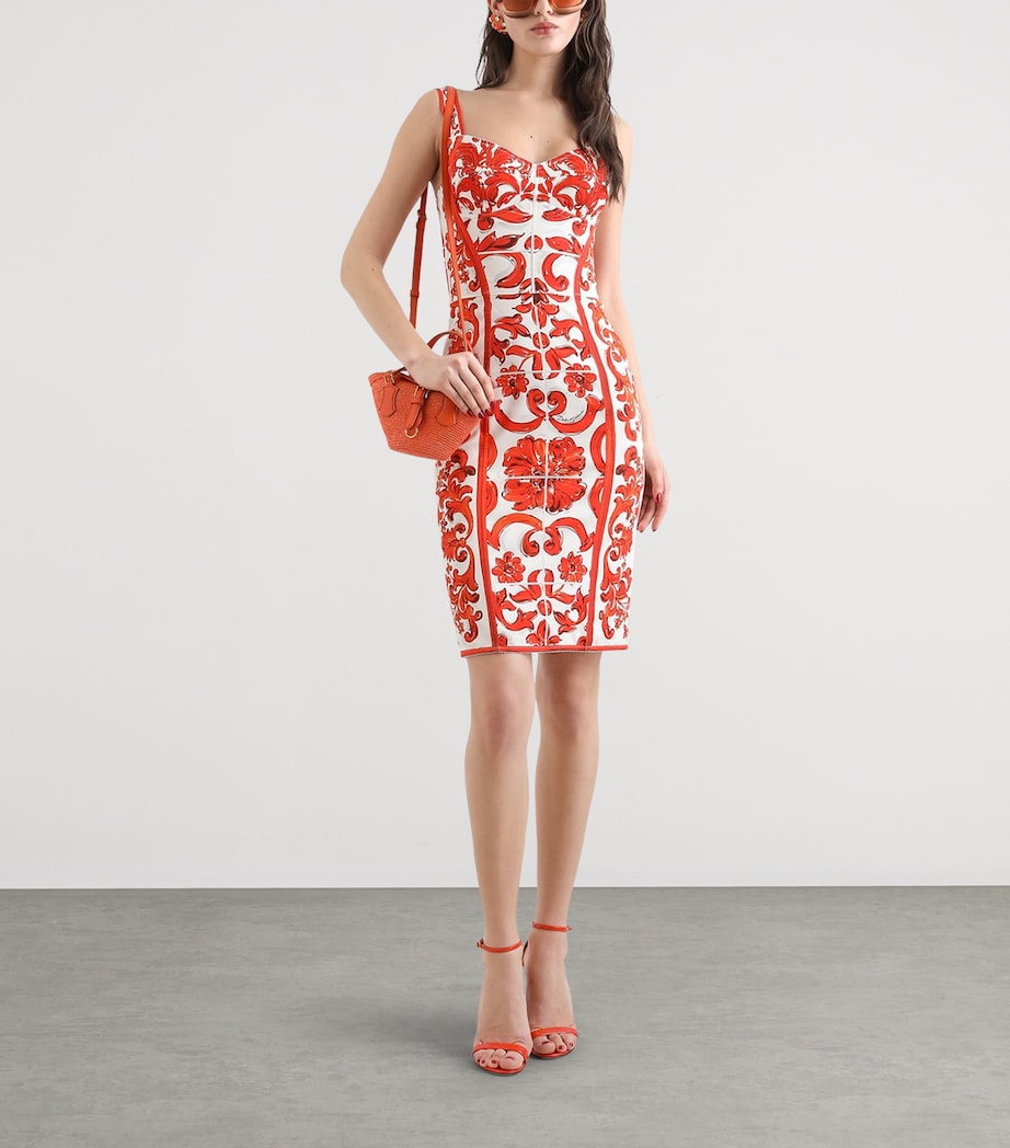 Dolce&Gabbana Womens Silk-Blend Majolica Print Mini Dress Combined Colou Image 2
