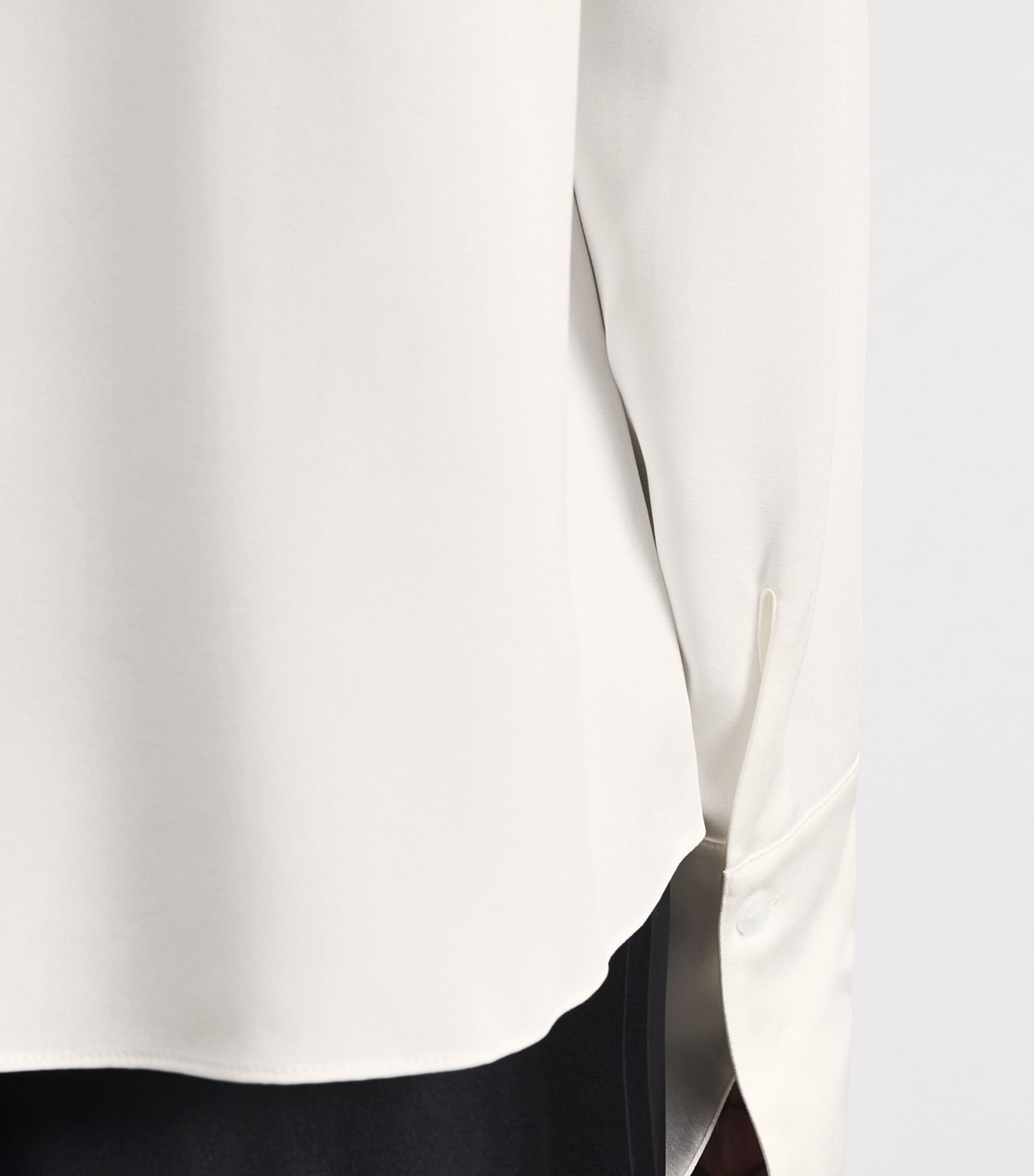 Lafayette 148 Womens Crepe Cowl-Neck Blouse Cloud Image 3