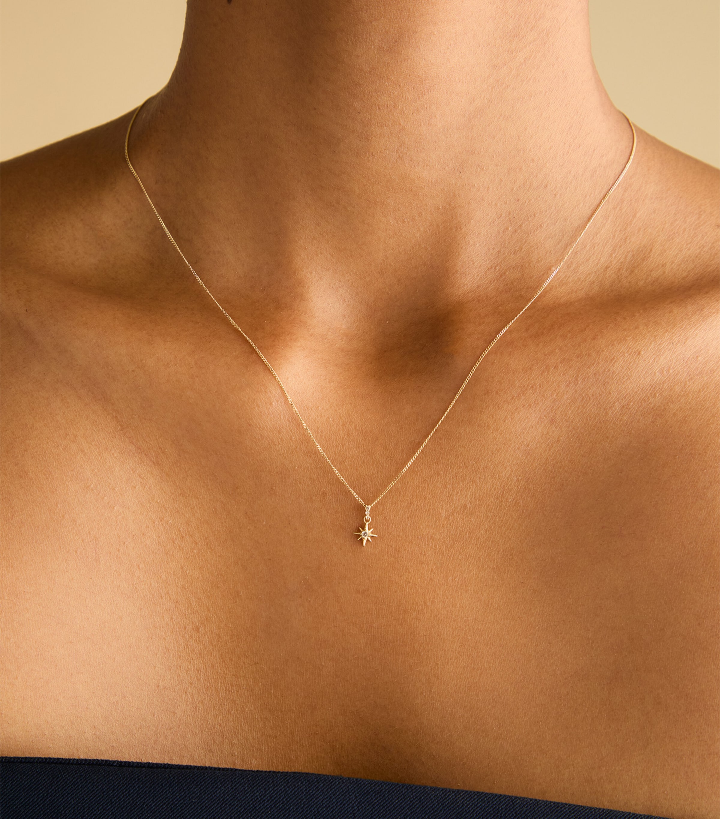 Astrid & Miyu Yellow Gold and White Topaz Star Necklace Gold Image 2