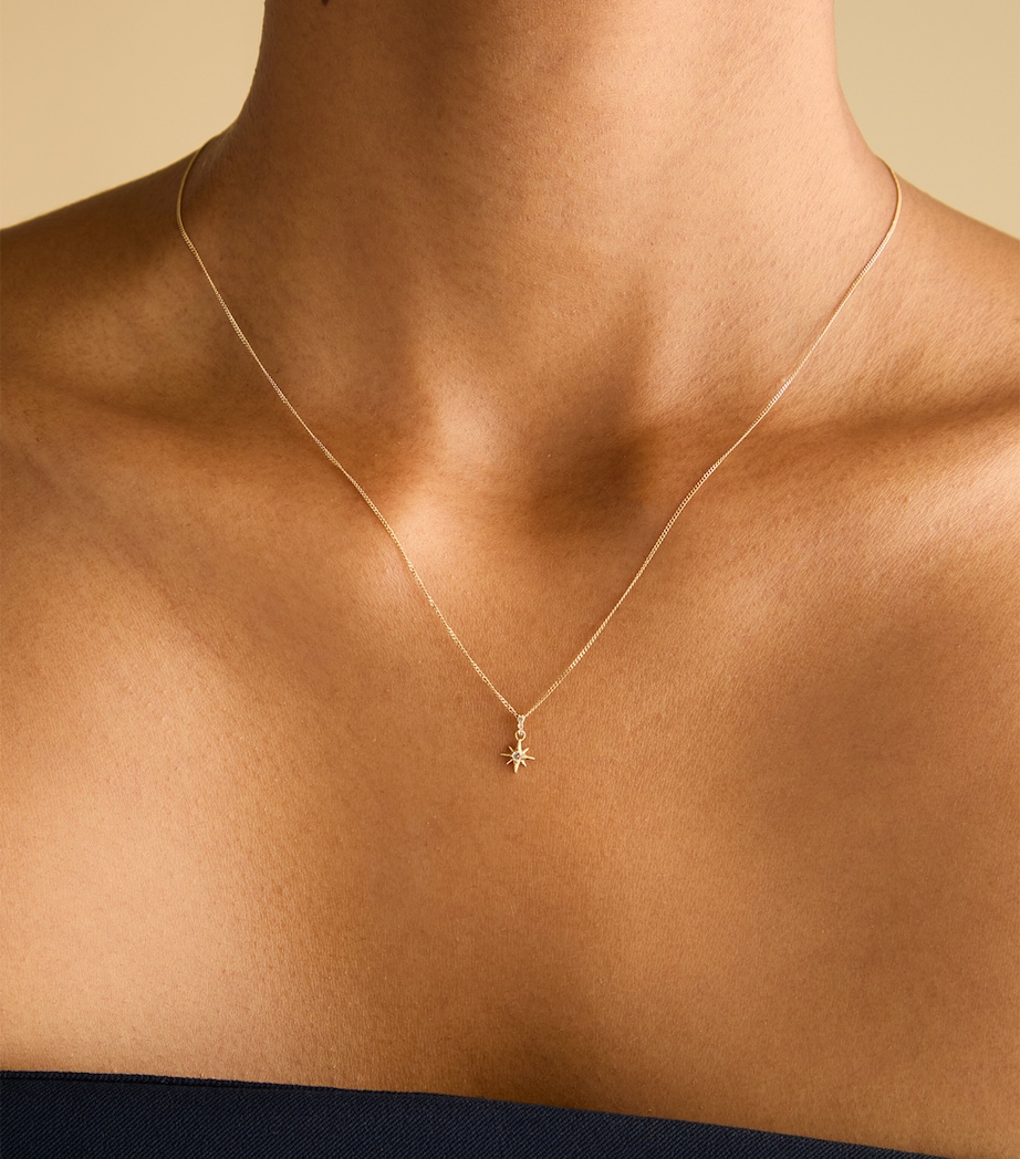 Astrid & Miyu Yellow Gold and White Topaz Star Necklace Gold Image 2