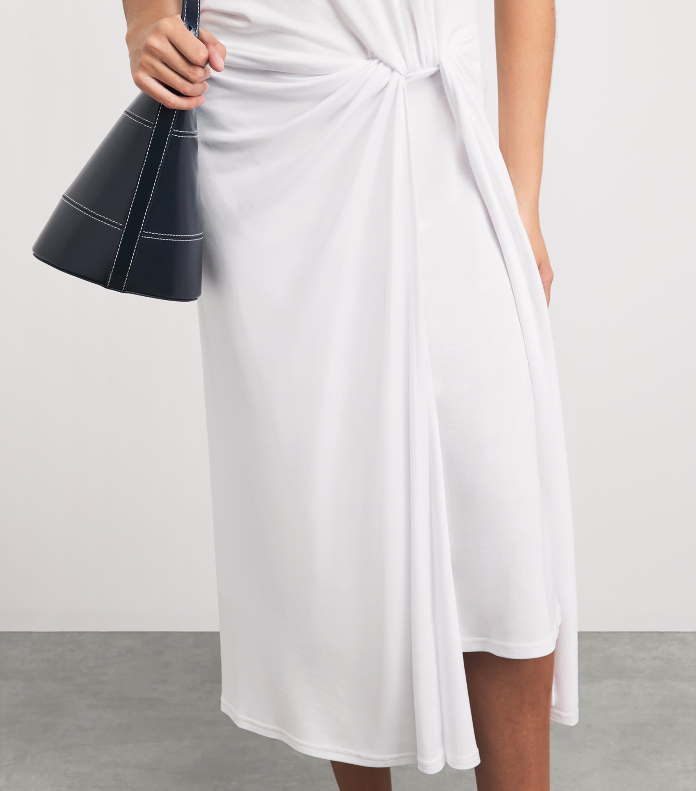 Polo Ralph Lauren Womens Twist-Detail Maxi T-Shirt Dress White Image 5