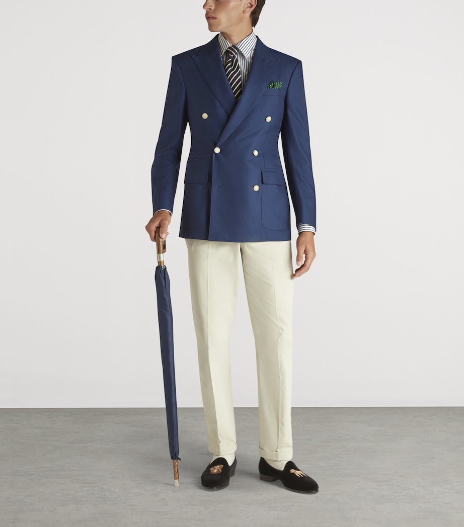 Wooden Handle Long Umbrella 410NAVY Image 4