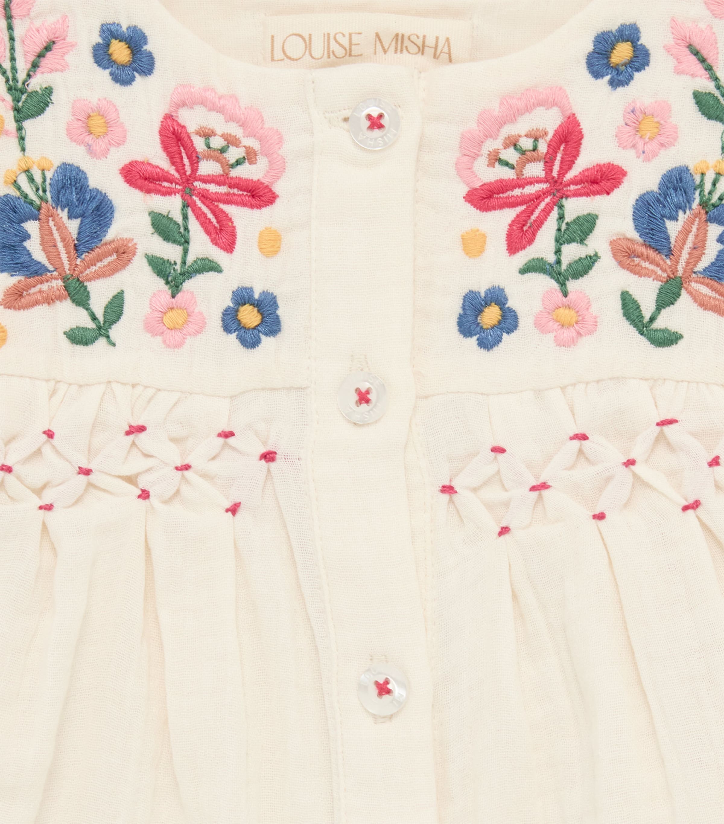 Louise Misha Cotton Embroidered Kirstin Blouse (6-24 Months) Cream Image 3