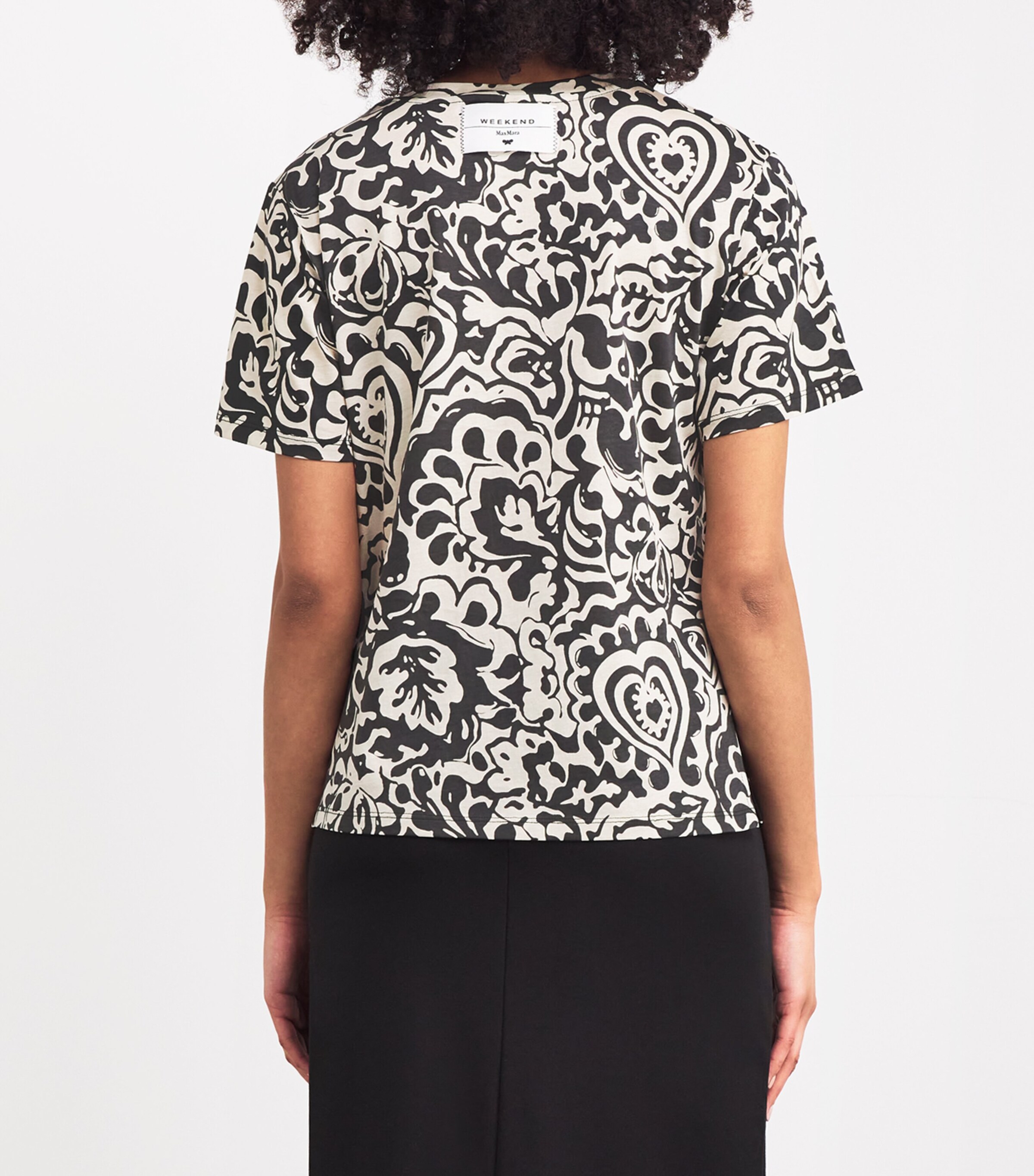 Weekend Max Mara Womens Cotton Graphic T-Shirt Black Image 4