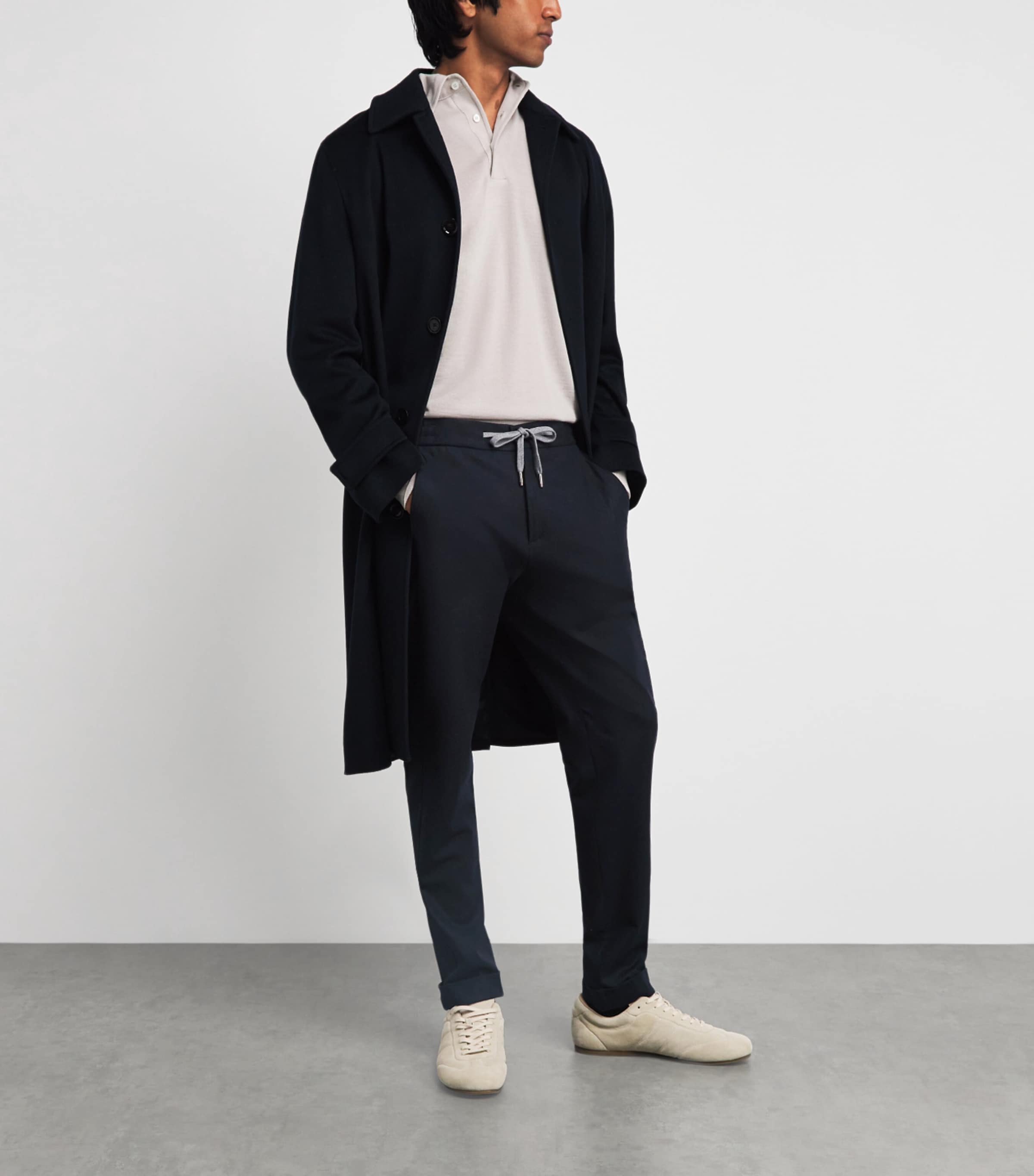 Marco Pescarolo Womens Cashmere Drawstring Trousers Navy Image 2