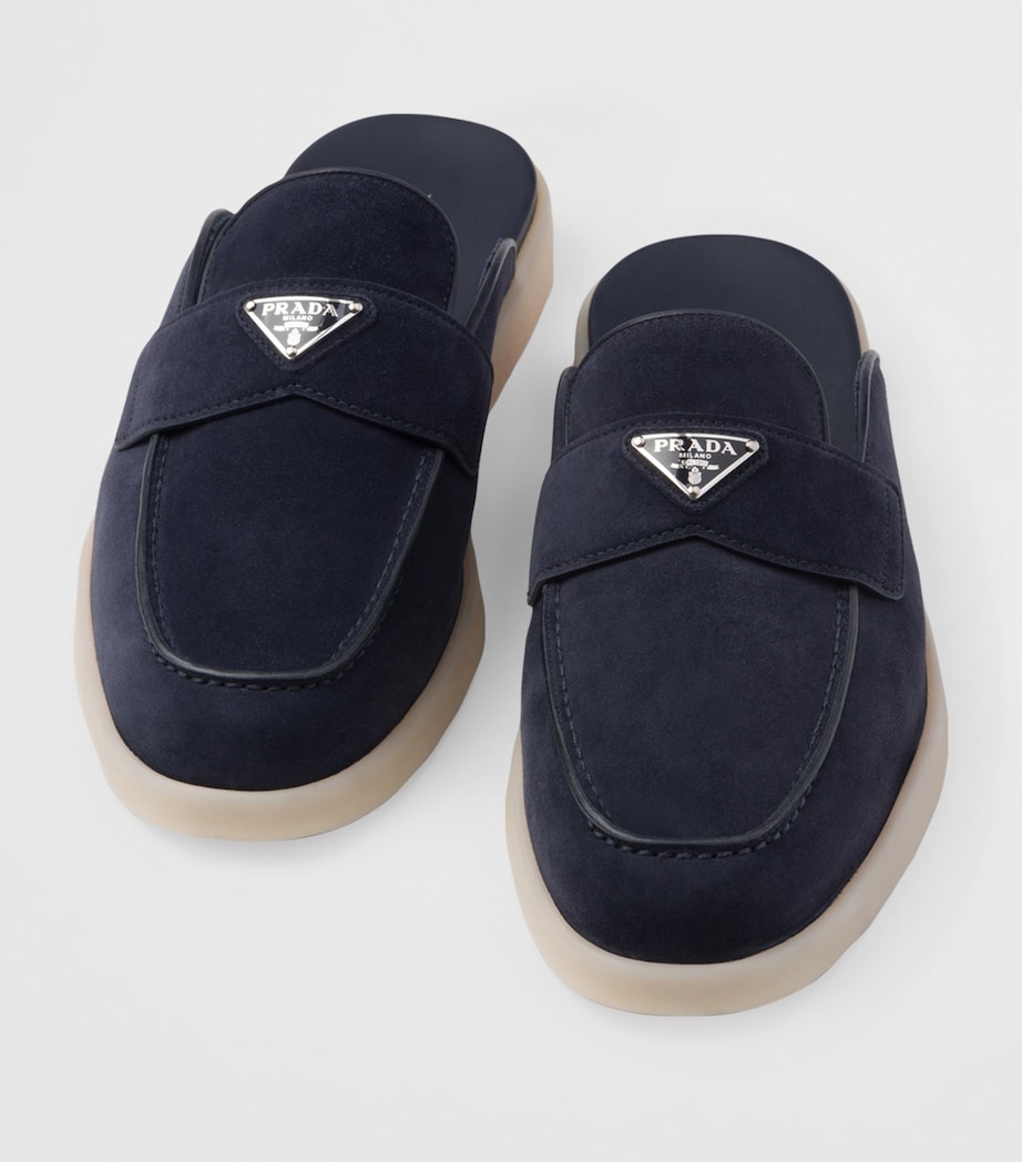 Prada Suede Triangle Mules Image 6