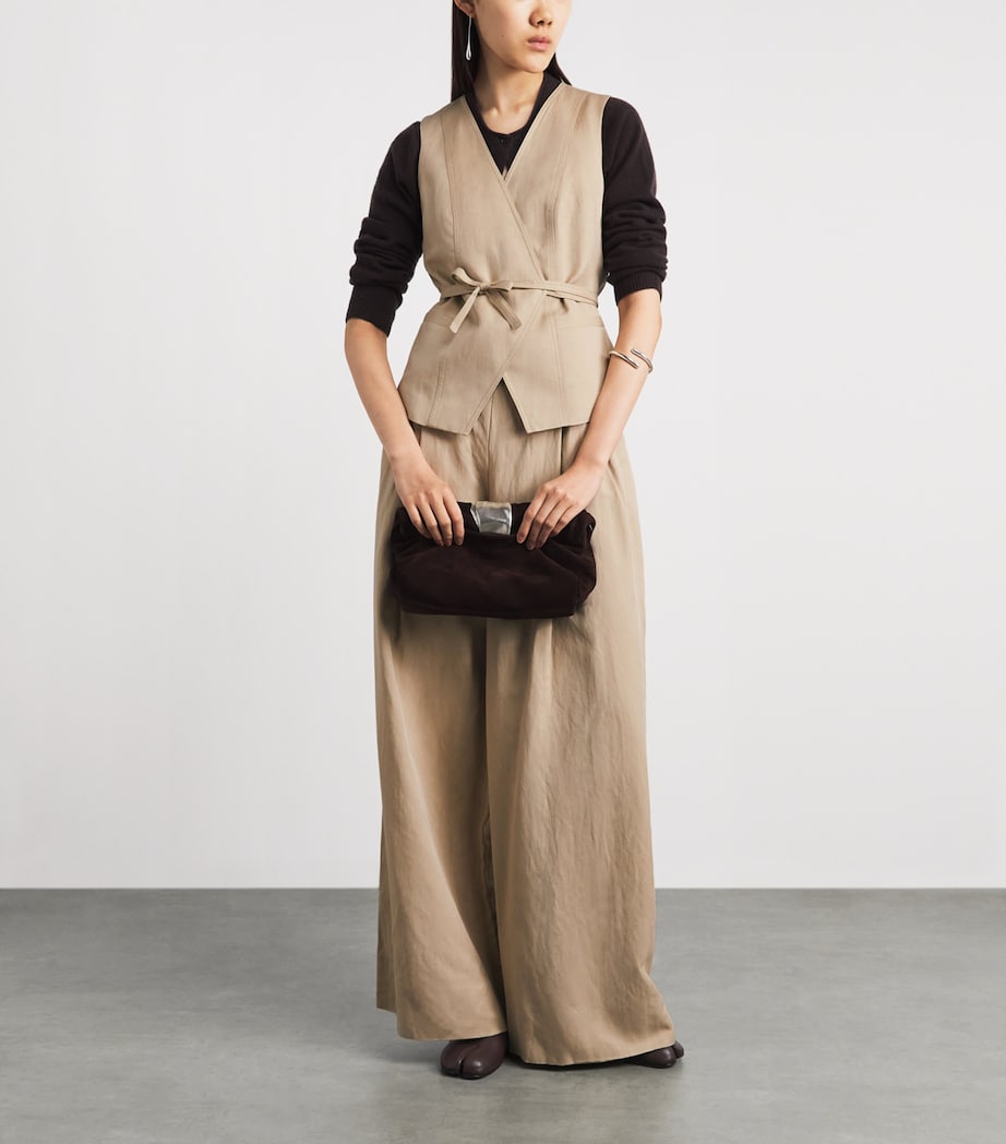 ME+EM Womens Wrap-Around Waistcoat Warm Stone Image 2