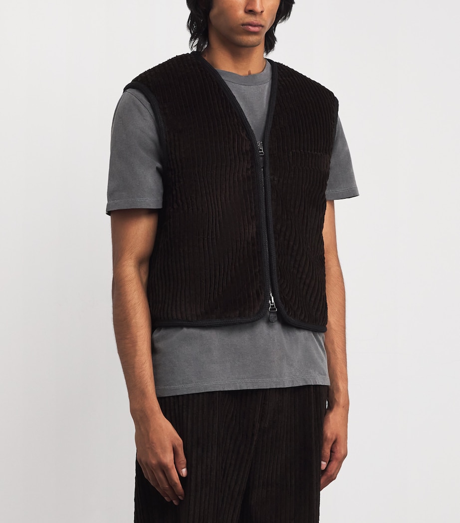 Corduroy Top Vest Zip-Up Gilet PROFOUND BROWN Image 3