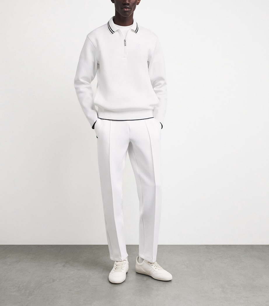 Lacoste Mens Tennis Heritage Polo Collar Quarter-Zip Sweatshirt White Image 2