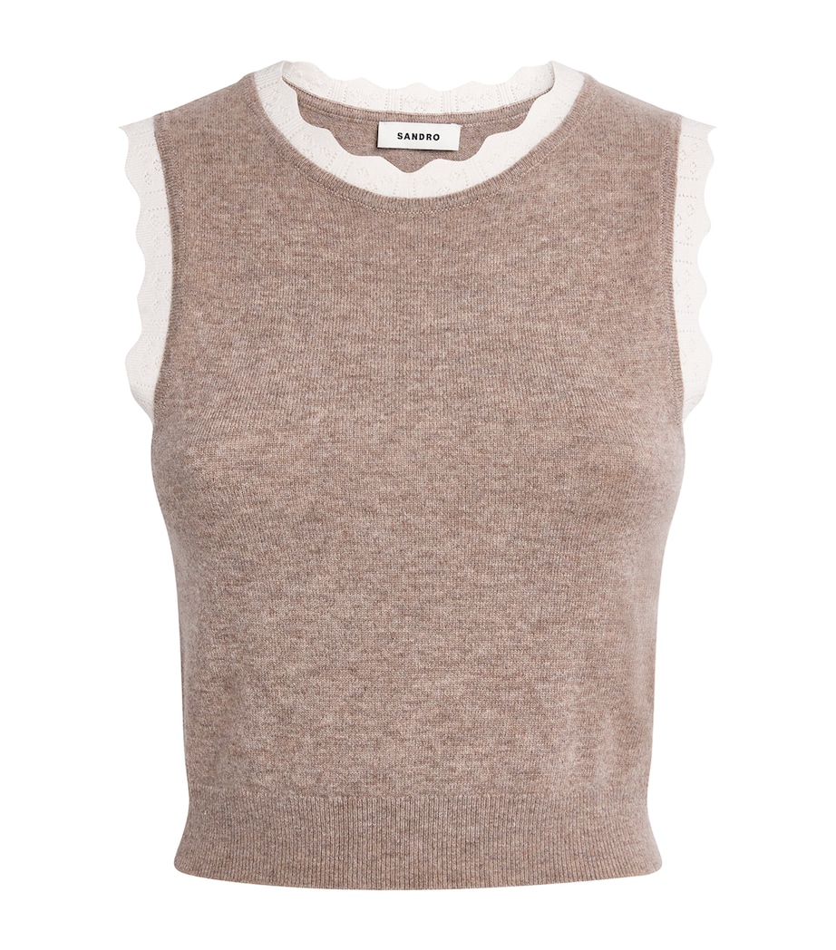 Wool-Cashmere Cropped Tank Top CARAMEL Image 1