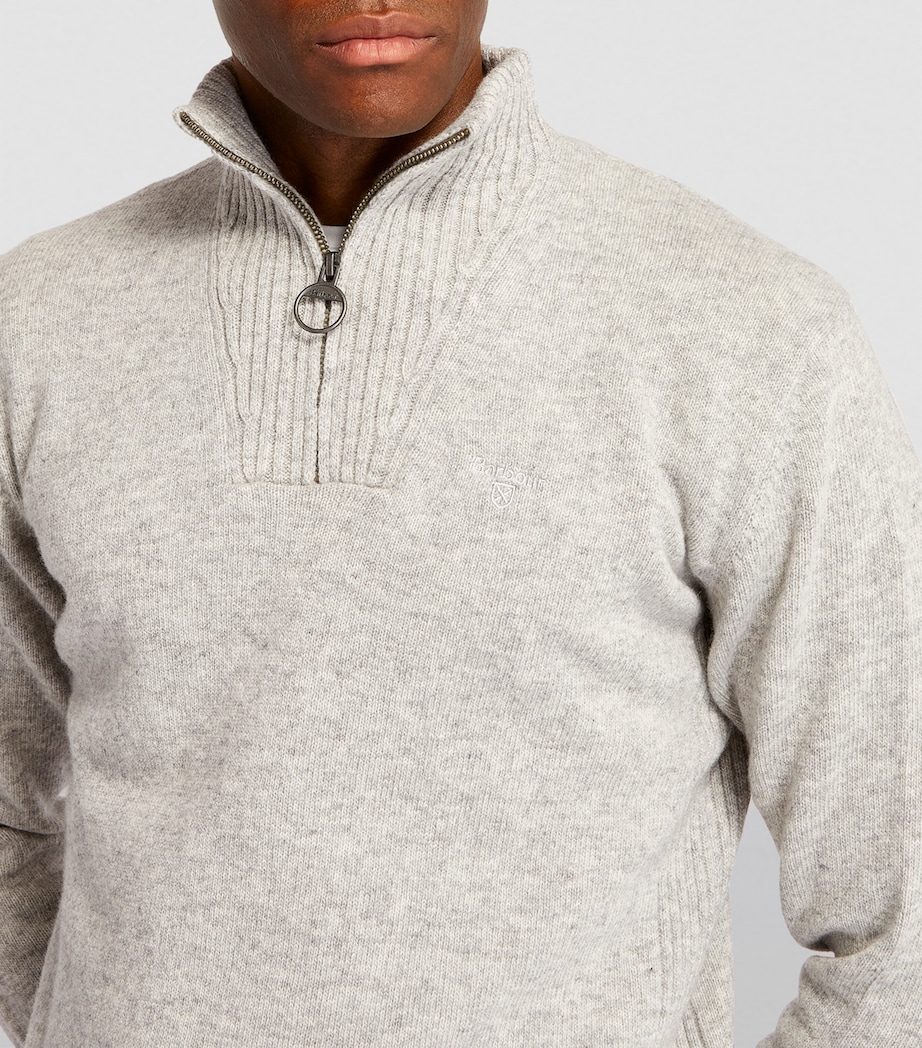 Wool Half-Zip Sweater LT GREY MARL Image 7