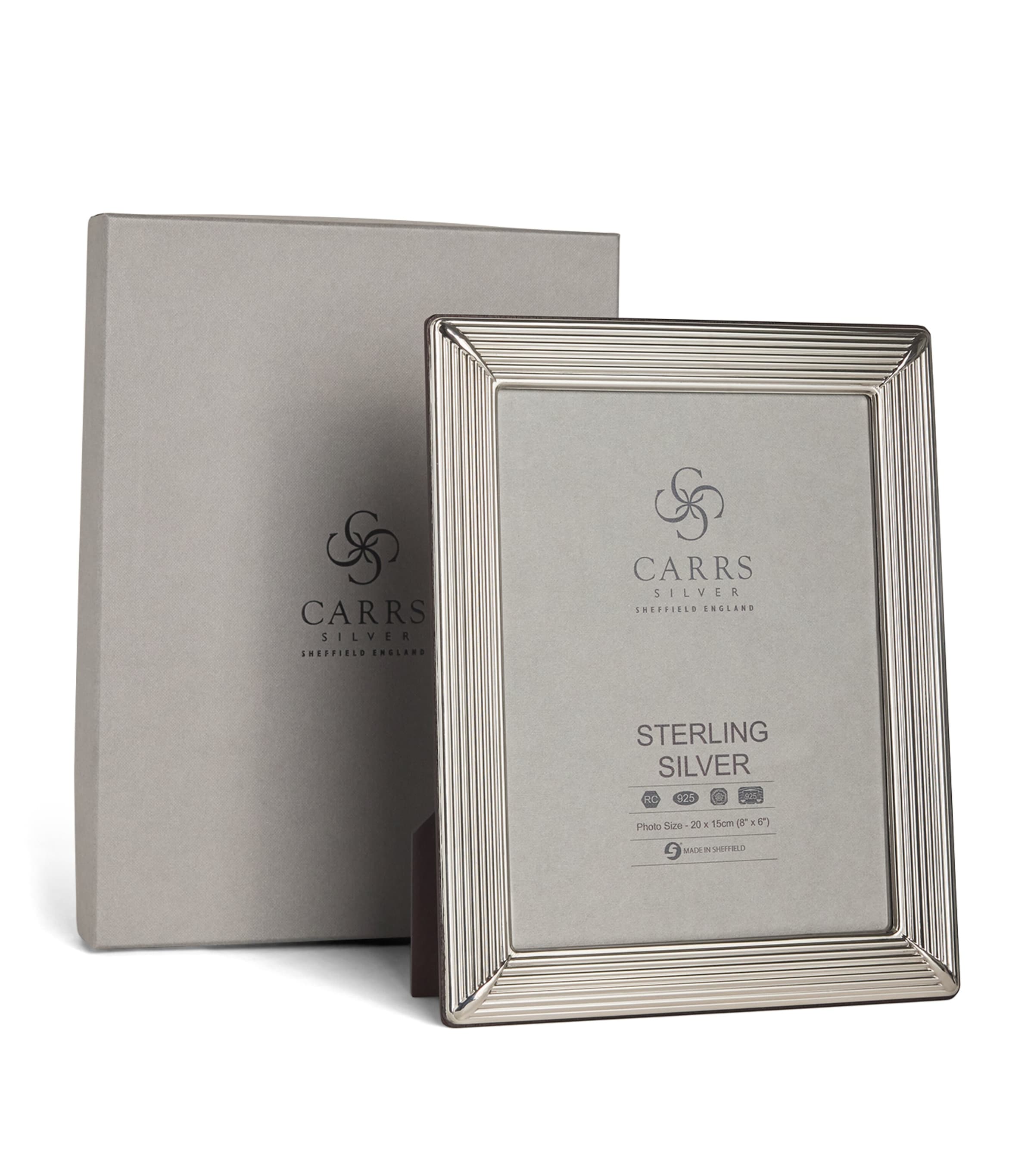 Carrs Silver Sterling Silver Fluted Photo Frame With Wood Back